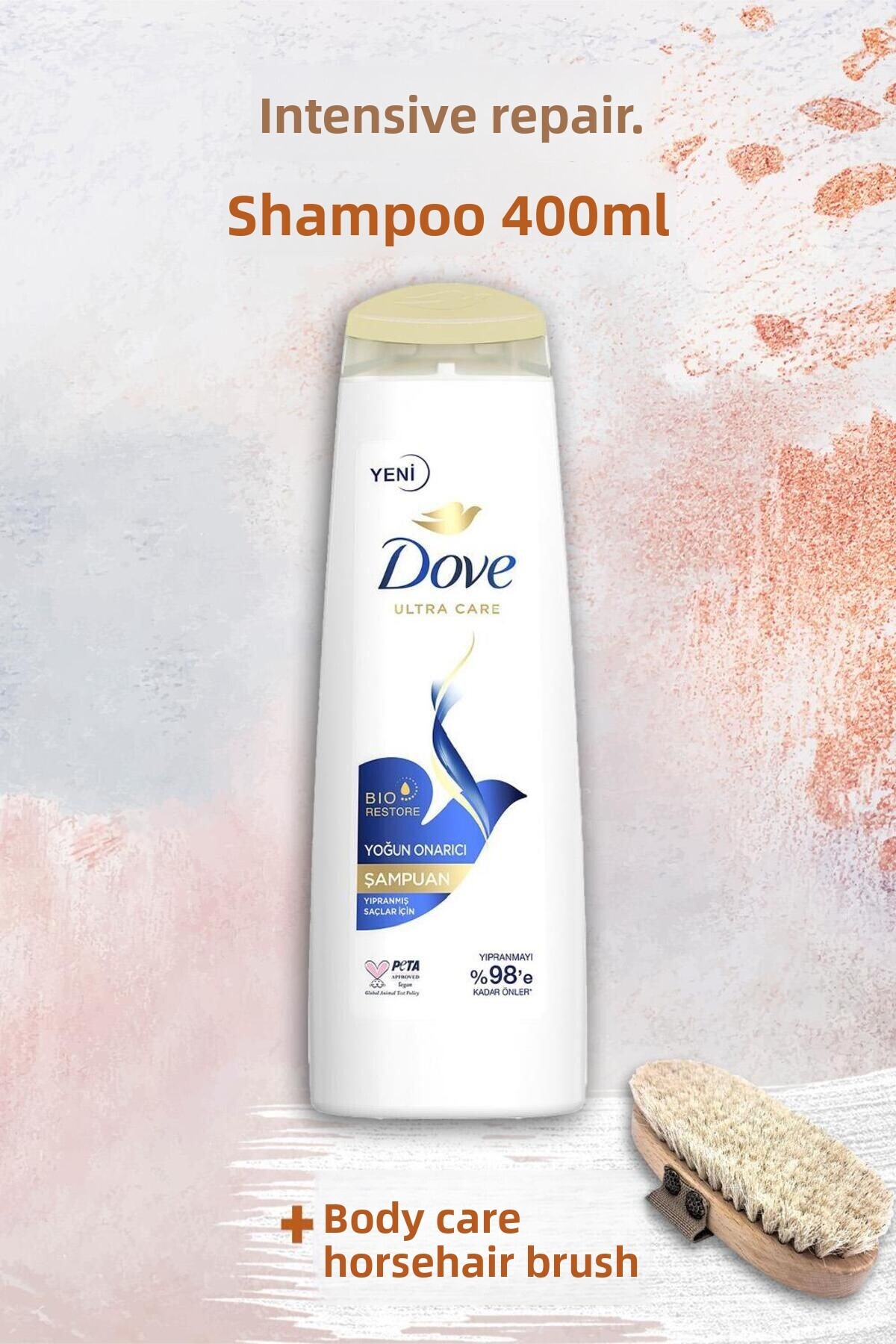 Dove-Ultra Care 400 ml Intensive Repair Shampoo and Body Care Brush 1