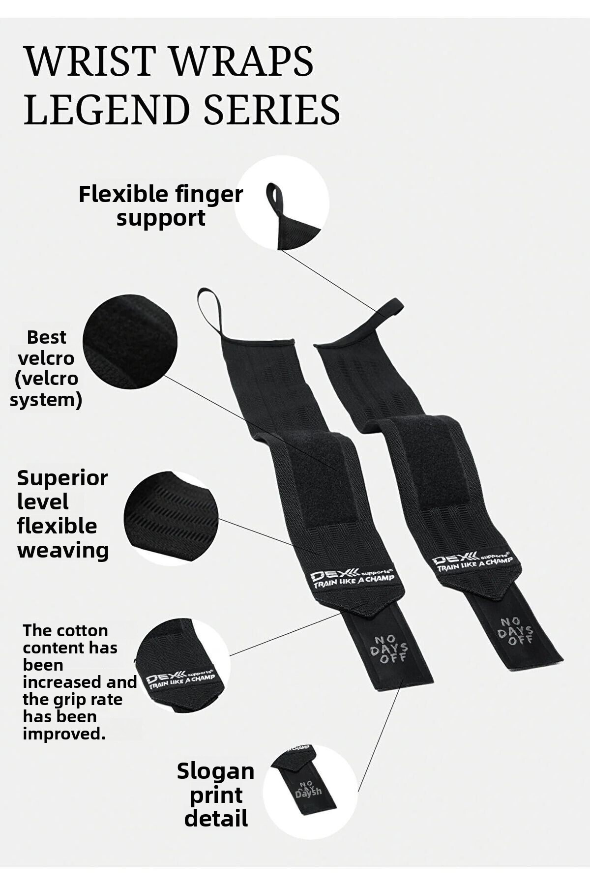 Dex Supports-Fitness Bracelet - Legend Series+Weight Lifting Strap Lifting Straps 2 Pack 4