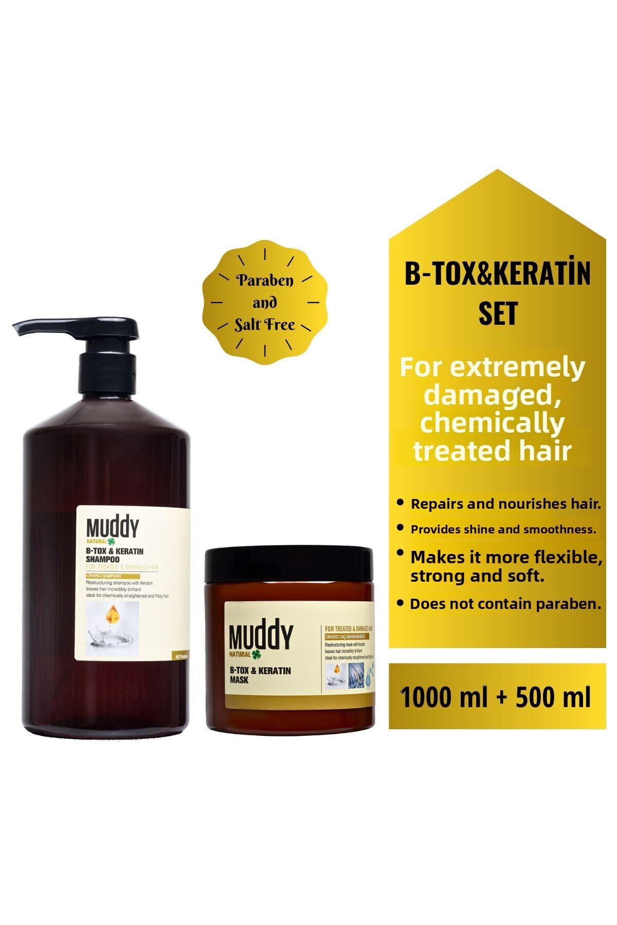 Muddy-B-tox Keratin Shampoo and Mask - Elegant and Sleeves 1