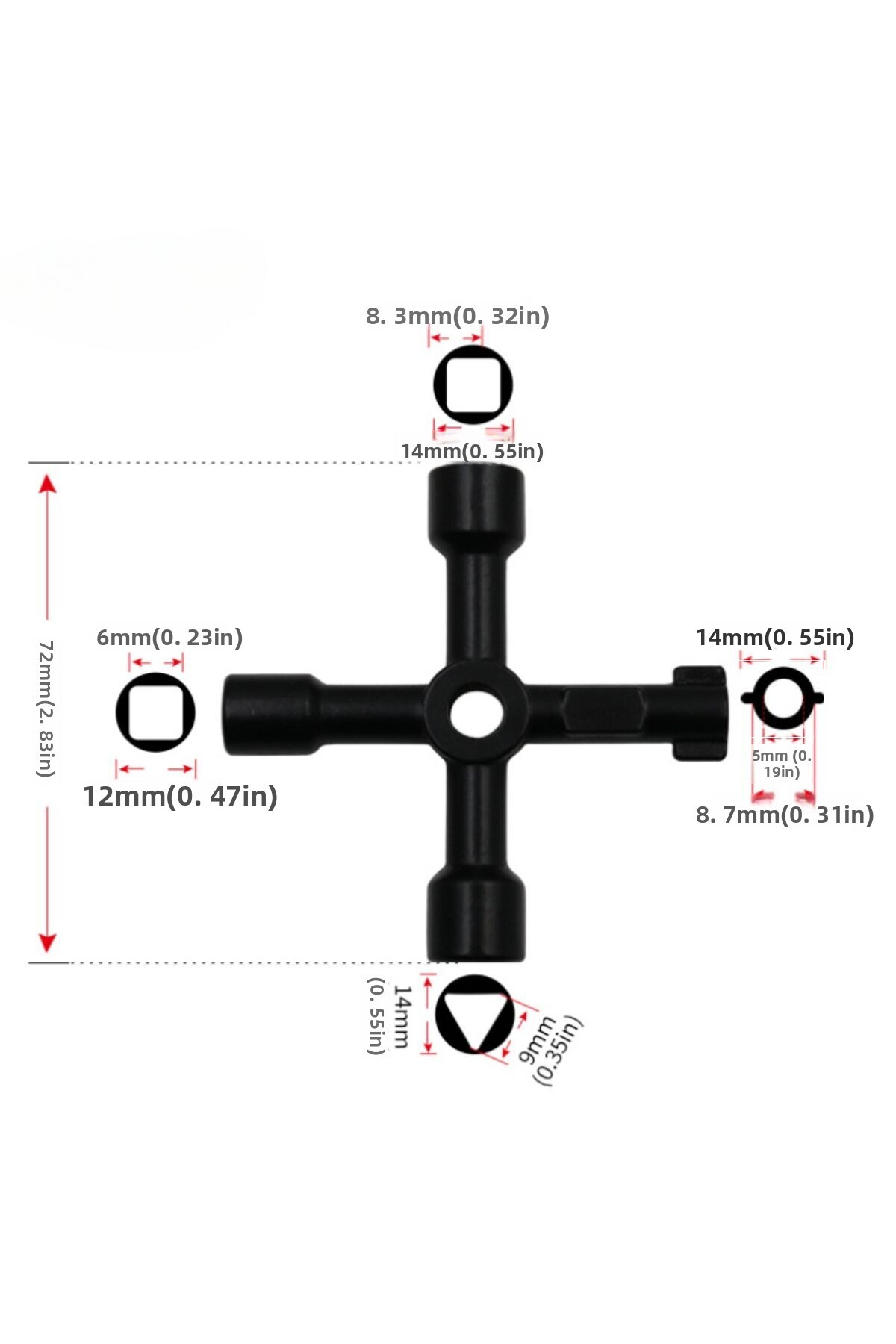 Choice-4 In 1 Multifunction Electrician Plumber Utility Cross Switch Wrench Universal Square Triangle Ke... 6