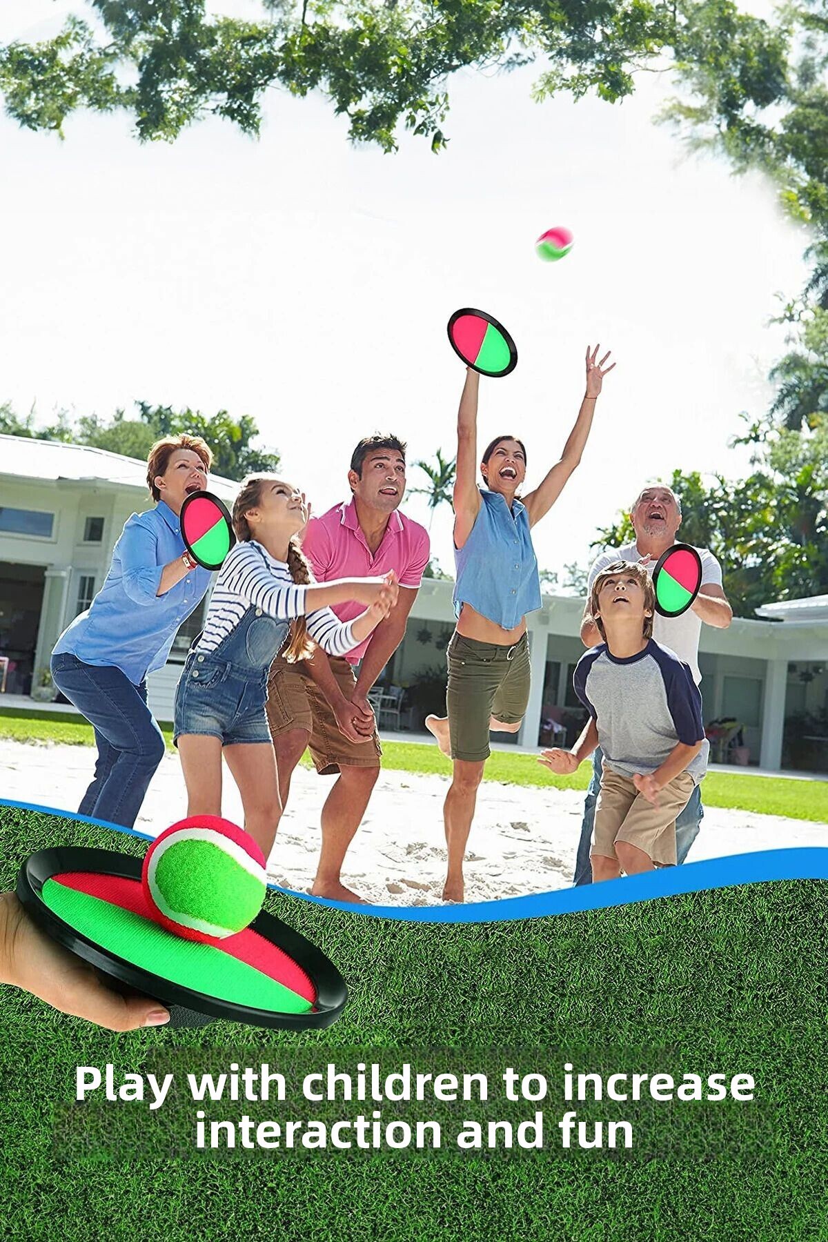 Factorial-Horse hold Hard Hook and Loop Ball Catch Game Set Children's Game Fun Sports Toy Play Tennis 3