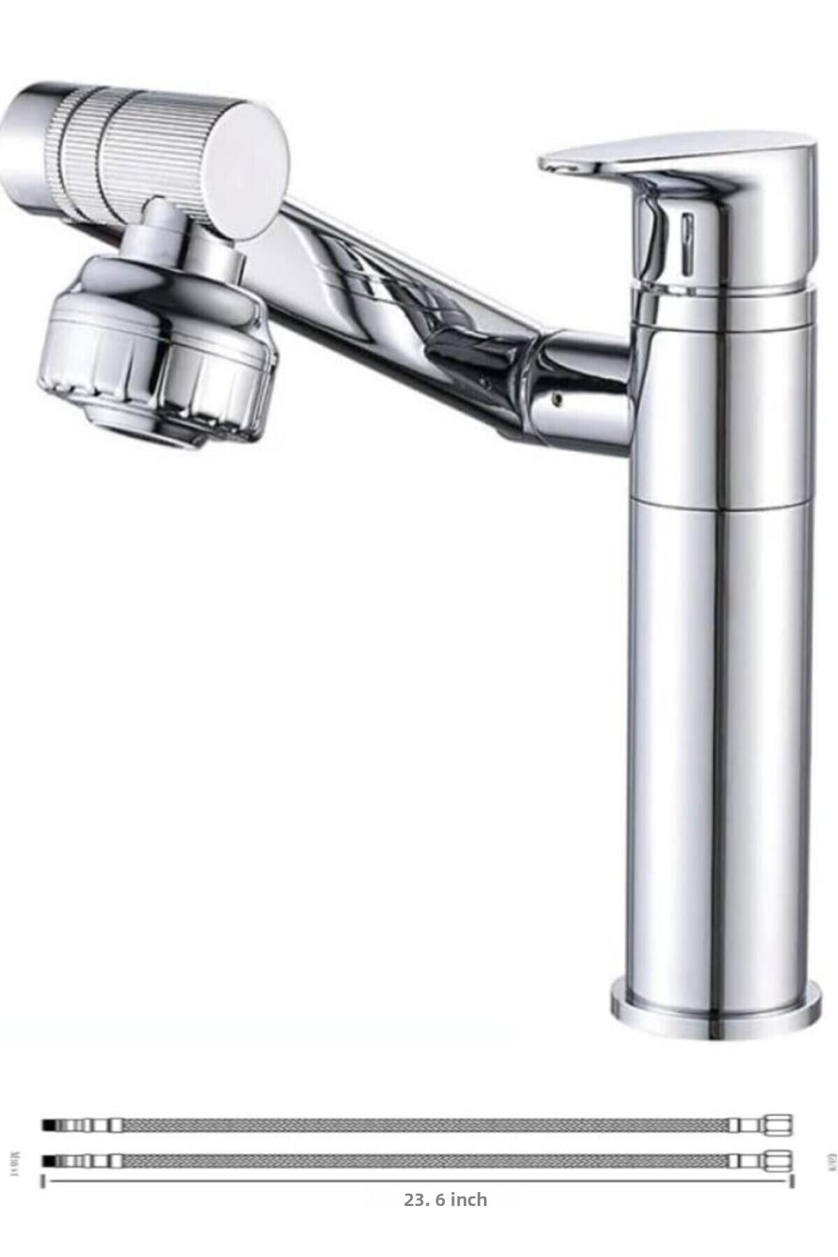 optana-Modern Chrome Robotic Movable Swivel Dish Sink Sink Faucet Kitchen Bathroom Faucet Long Head 6