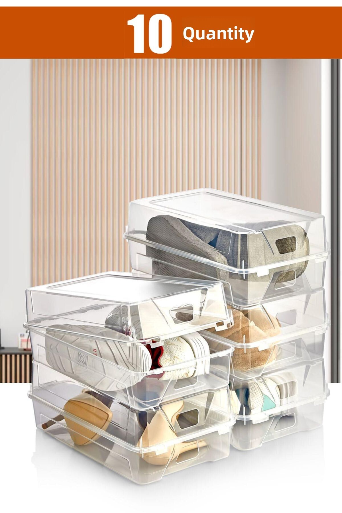 KRM HOME-10-Piece Transparent Shoe Storage Box Men 1
