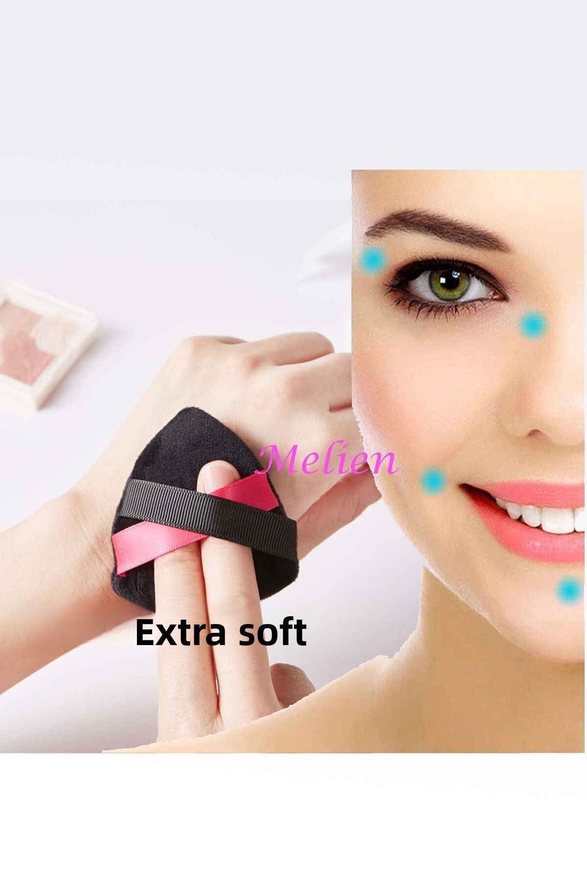 Melien-1Pcs Mini Cosmetic Powder - Finger Face Makeup, under Eye Concealer, Dry Wet Cloth Sponge Set 3