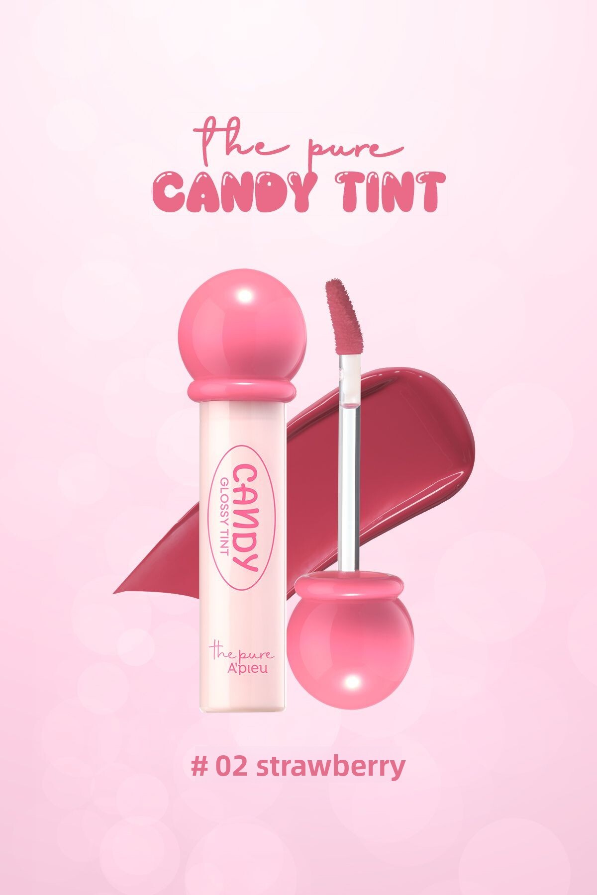 Missha Water-Based Tint with Long-Lasting, Bright Ends a'Pıeu the Pure Candy Tint (No.02 Strawberry)