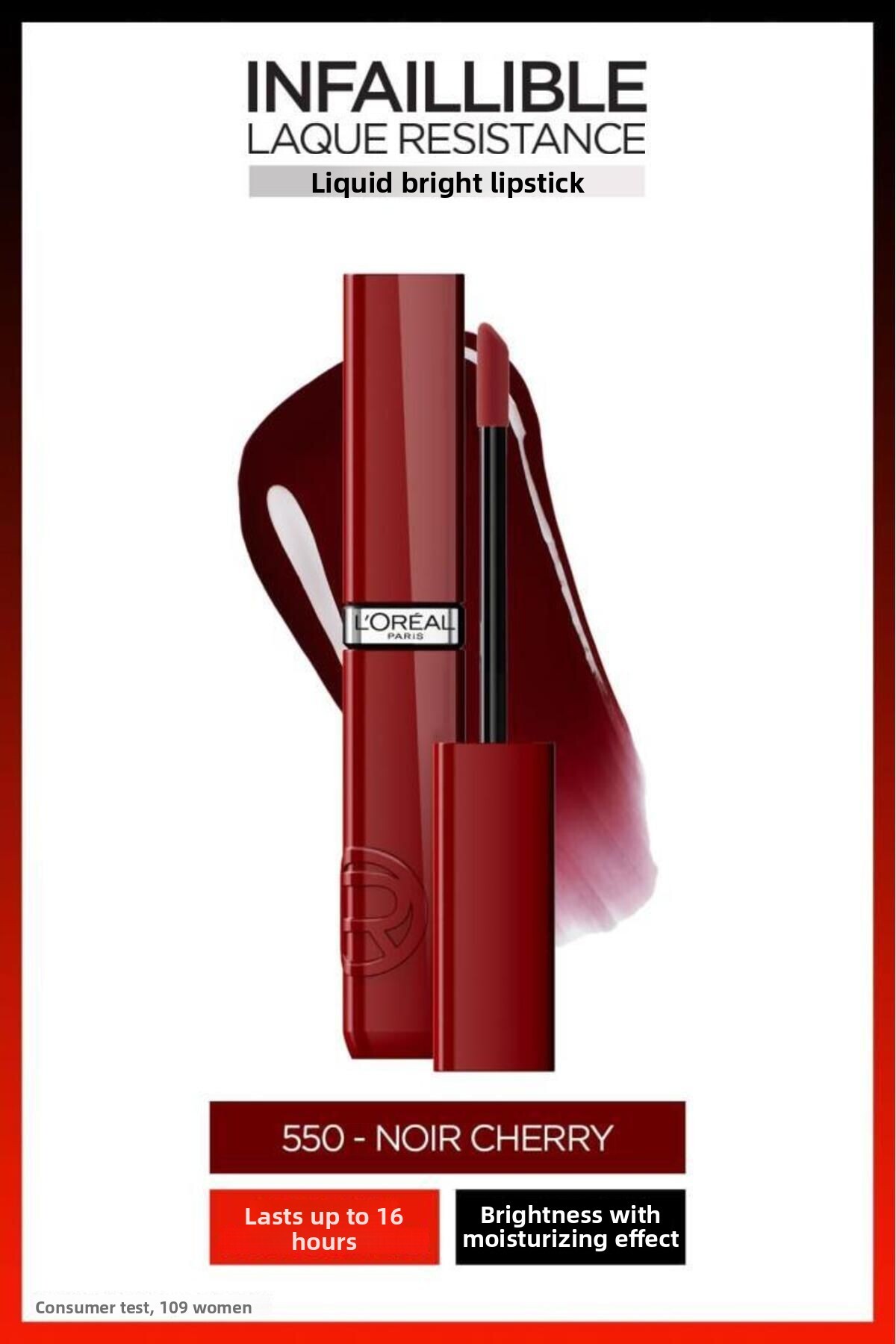 L'Oreal Paris Infaillible Laque Resistance Liquid Glossy Lipstick - 550 Noir Cherry