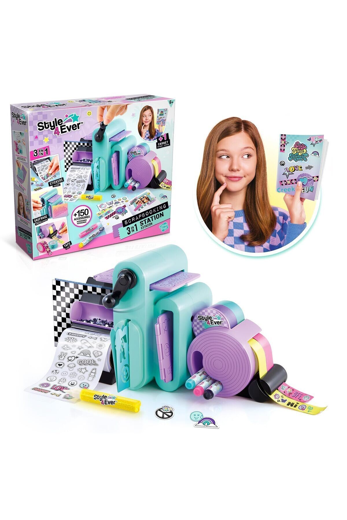 مجموعه اسکرپ‌بوکینگ ۴ در ۱ استایل فور اِوِر | شخصی‌سازی دفترچه یادداشت | ایستگاه دی‌آی‌وای | سن ۶ سال