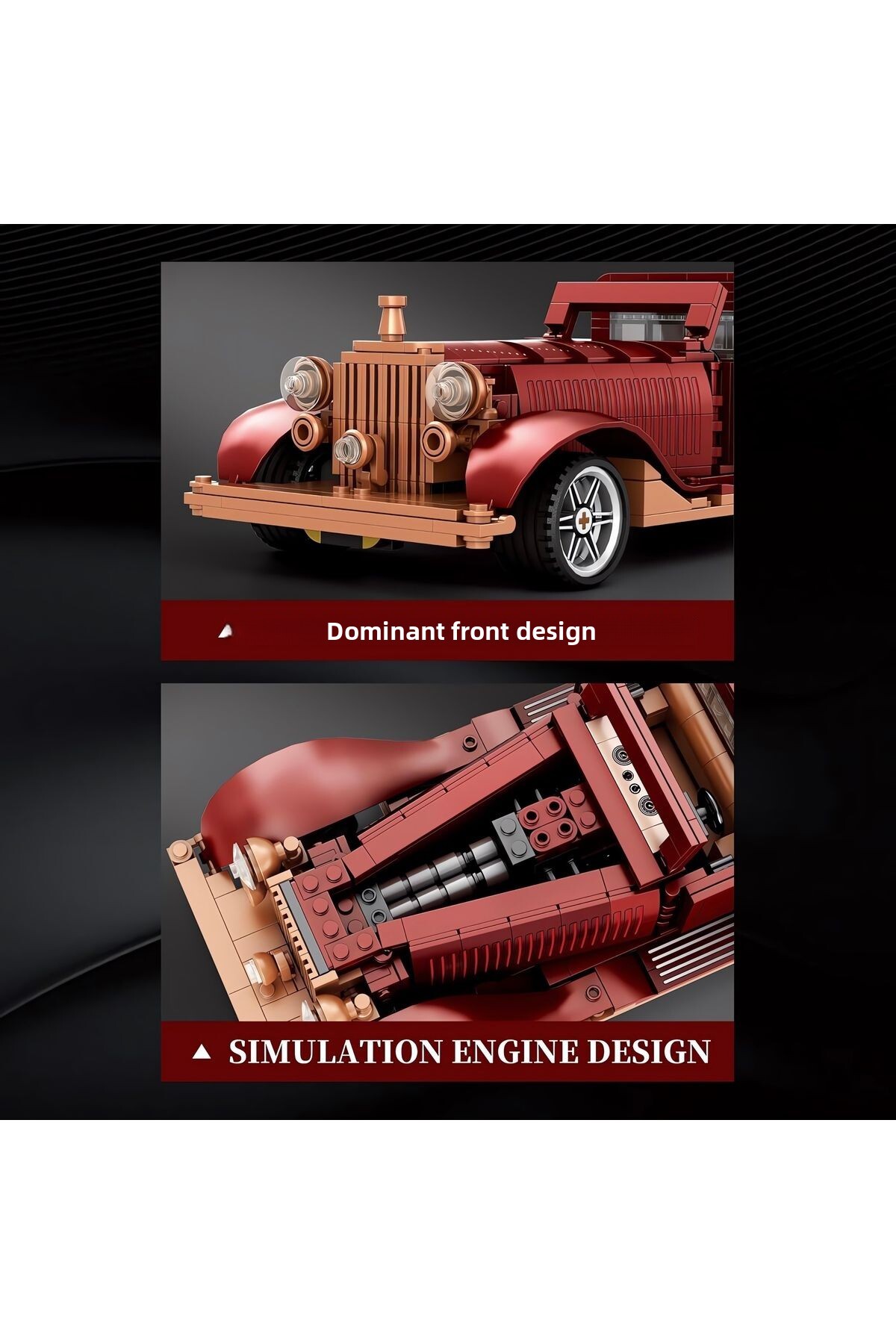 ماشین کلاسیک رولز-رویس ۱/۱۲، کیت ساخت ماکت فنی بلوکی (۸۶۵ قطعه)