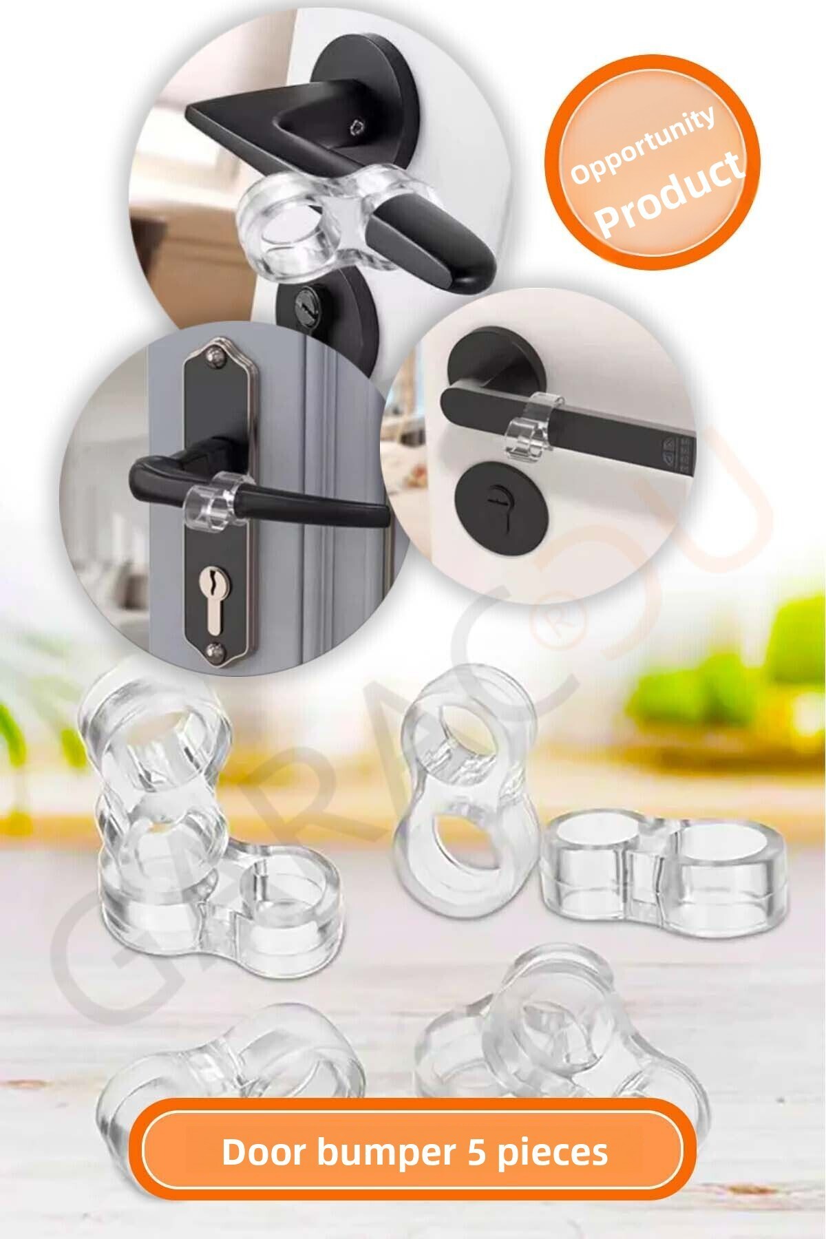 garaccu-5 Pcs Clear Plastic Door Handle - Holder, Stopper and Window Bumper Stopper 1