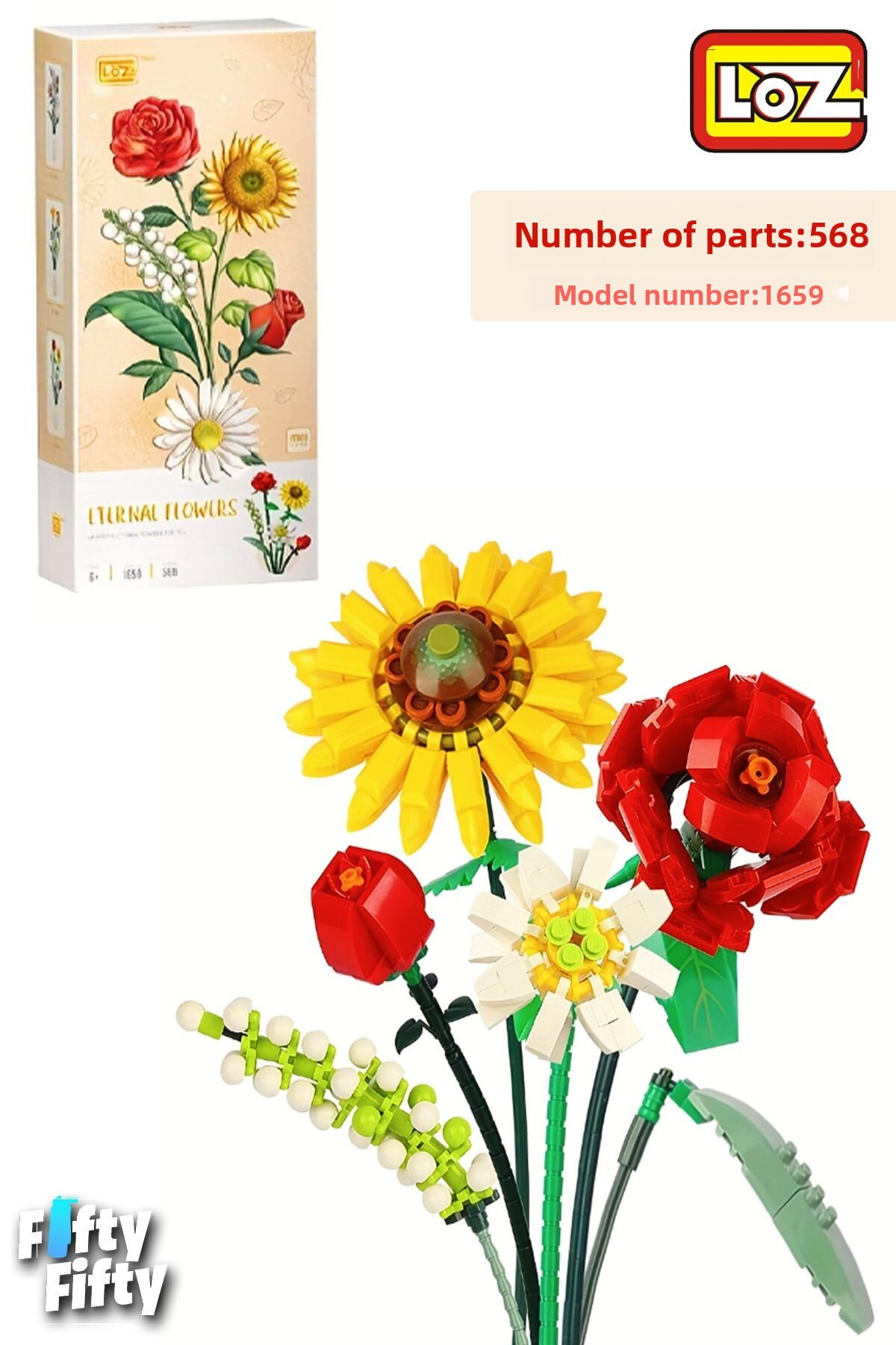 بسته گل تزئینی و کلکسیونی لوژ ۵۶۸ تکه، ست ساخت مدل گل FFFLZ-1659