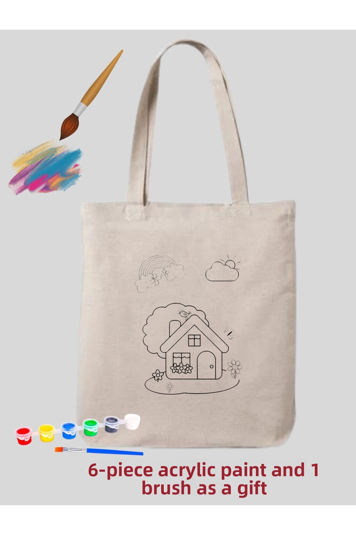 طراحی خانه، نقاشی محدود، کیف سرگرمی، کیف پارچه‌ای خام ۳۵×۴۰ سانتی‌متری برای نقاشی