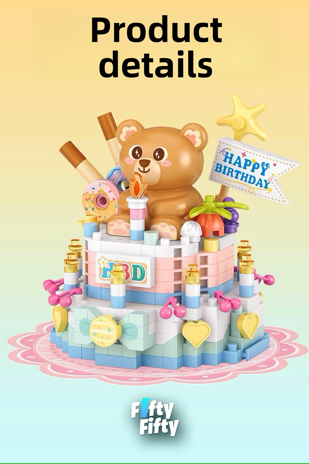 مجموعه لوژ میکرو بلاک کیک بامزه ۳۷۰ تکه، ست ساختنی اسباببازی FFLZ-8807