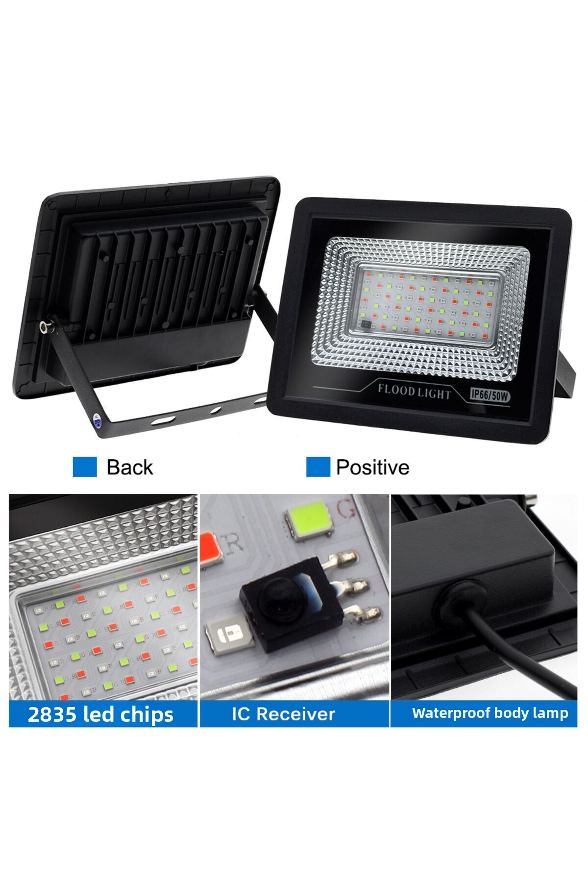 Hunta-220V RGB LED FloodLight With Remote Controller IP66 Waterproof Reflector Spotlight Street Light W... 5