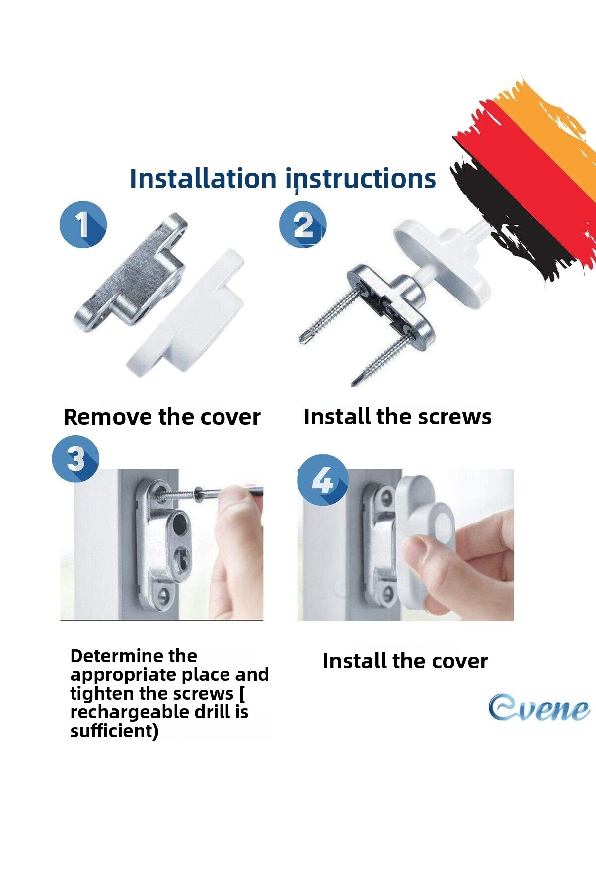 Evene-Pimapen Door Lock Pimapen Window Lock Window Safety Lock Chain Lock 6 Pieces Dark Brown 3