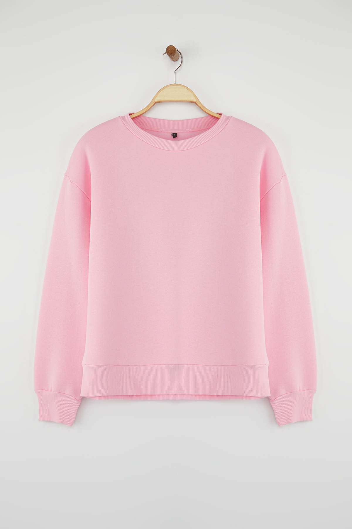 Trendyolmilla  Açık Pembe Kalın İçi Polarlı Regular/Normal Kalıp Bisiklet Yaka Basic Örme Sweatshirt TWOAW24SW00101 - Görsel 5
