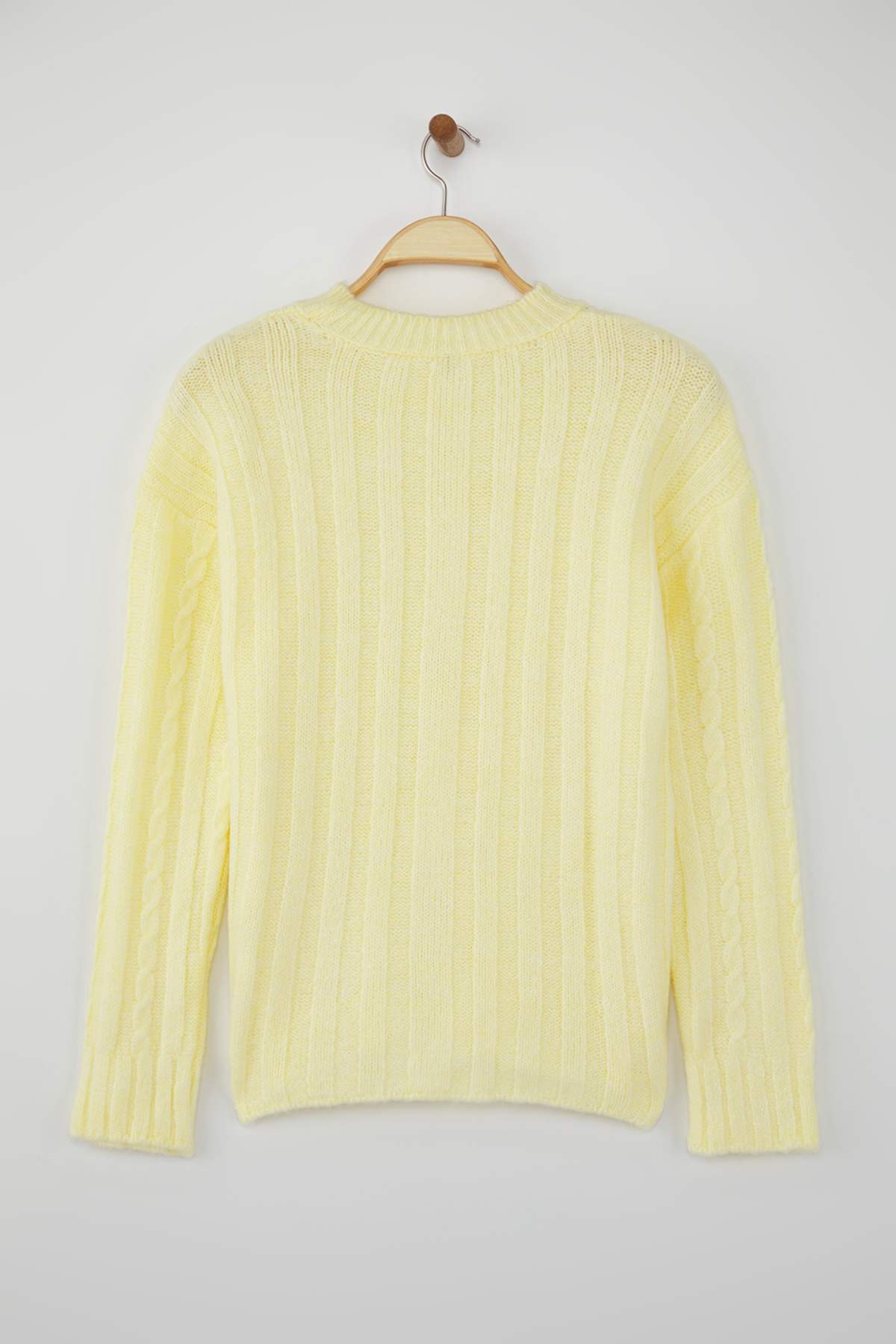 Trendyolmilla  Sarı Yumuşak Dokulu Saç Örgü Triko Kazak TWOAW26KZ00184 - Görsel 6