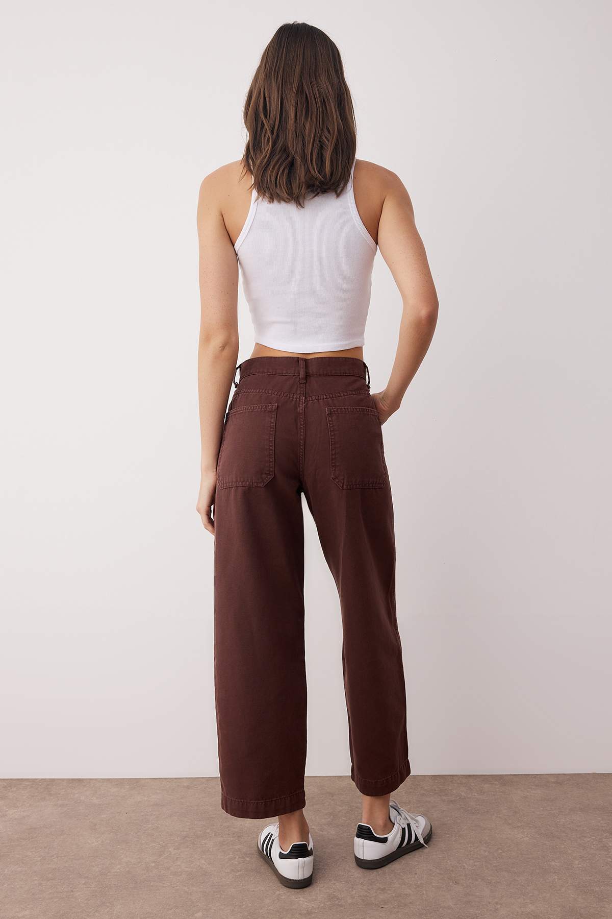 Trendyolmilla  Kahverengi Yüksek Bel Cep Detaylı Loose Baggy Jeans TWOAW26JE00123 - Görsel 4