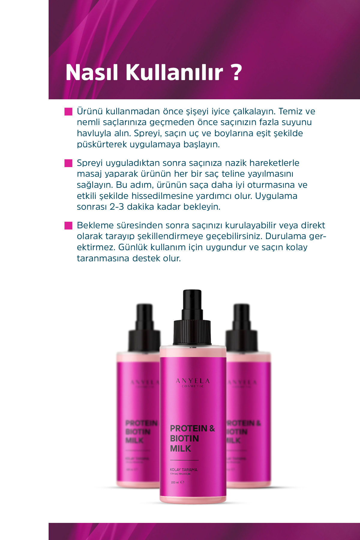 Protein & Biotin Saç Bakım Sütü 200 ml — proteinbiotinbakimsutu — تصویر 3 از 4
