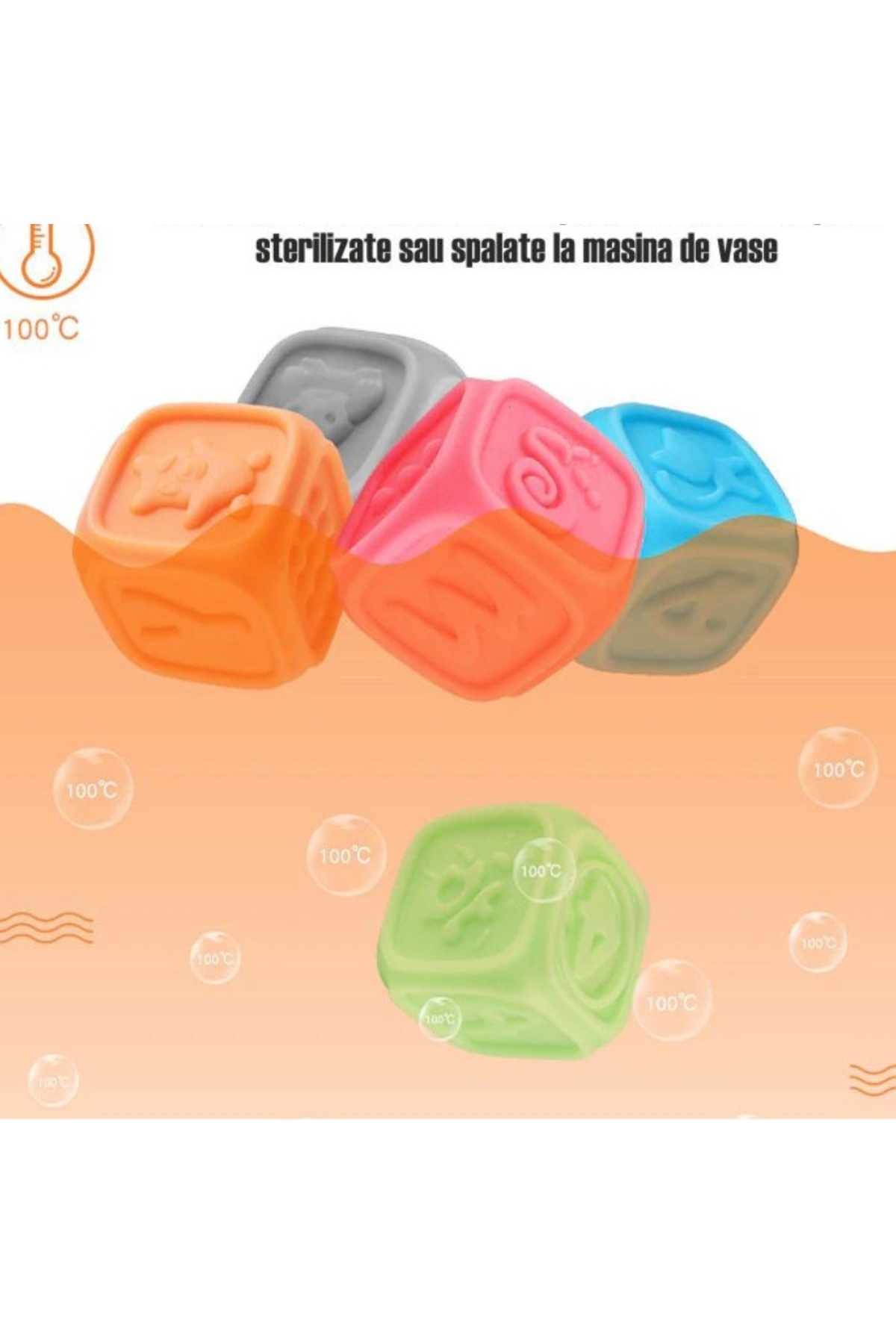 tumama-Set of 10 educational silicone cubes with 3D models for teething, letters, numbers, animals 2