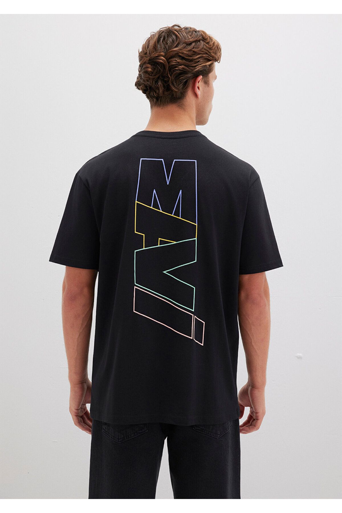 Mavi-Schwarzes T-Shirt mit Logo-Rückendruck, lockere Passform / lockere, entspannte Passform 0612350 -900 5