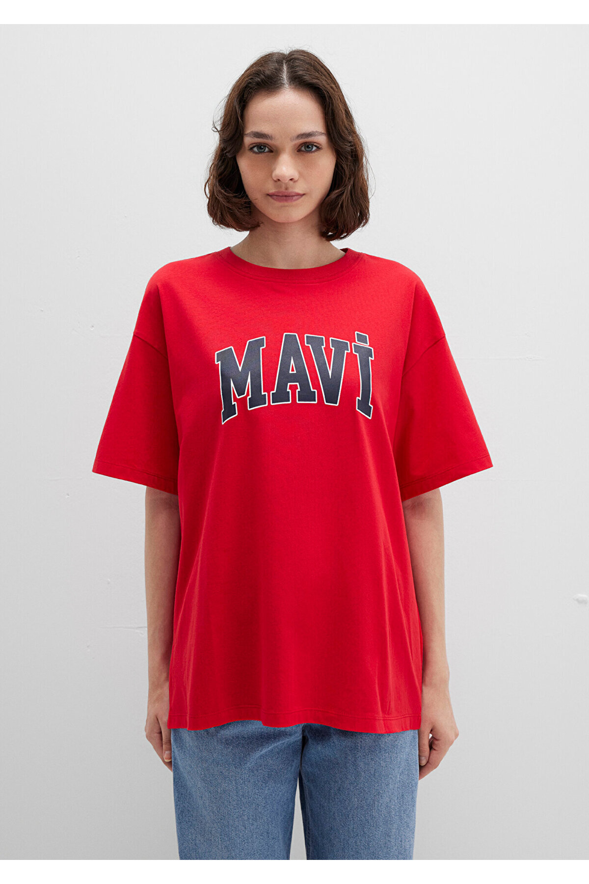 Mavi-Emblémával nyomtatott piros póló Oversize / széles szabású 1600843-82054 4