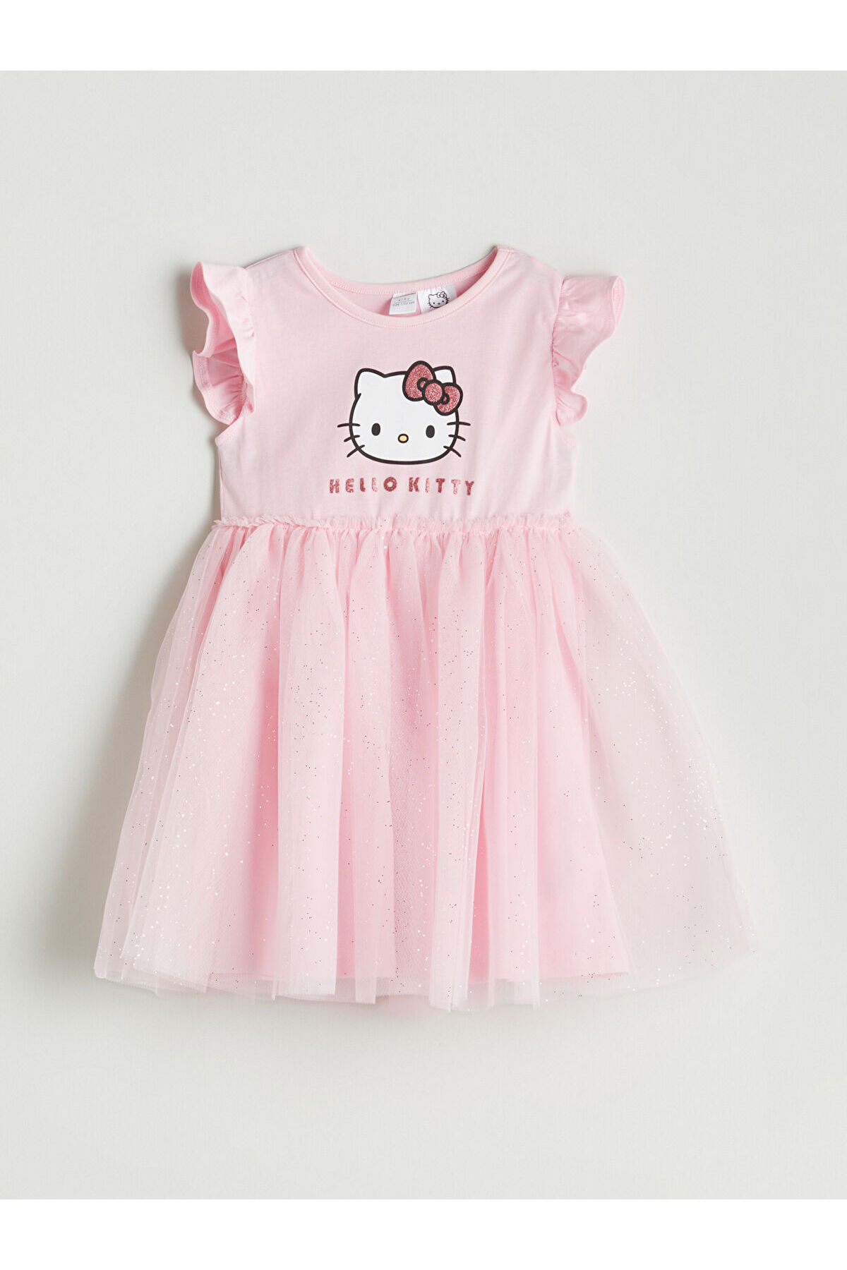 LC Waikiki Hello Kitty Baskılı Kız Çocuk Tüllü Penye Elbise