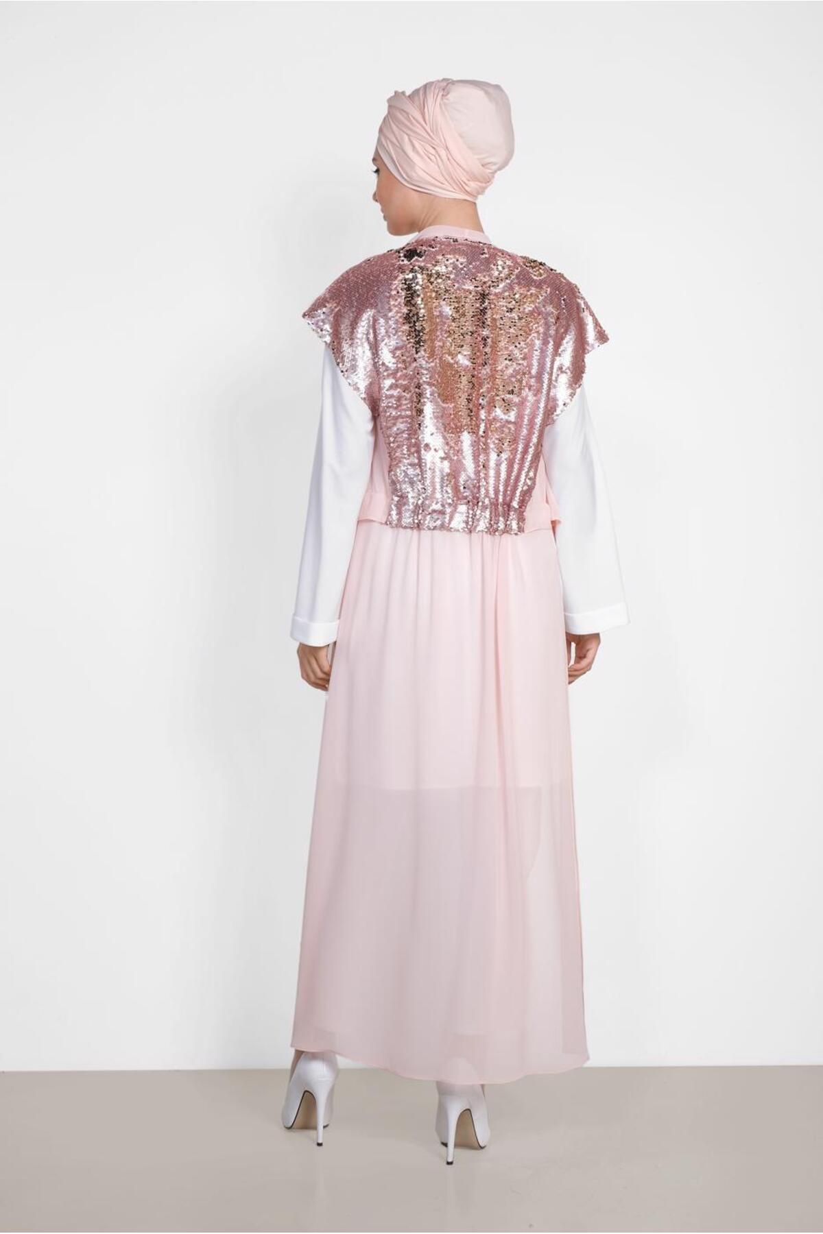 Alvina-4145 Model Double Tunic with Sequins 3