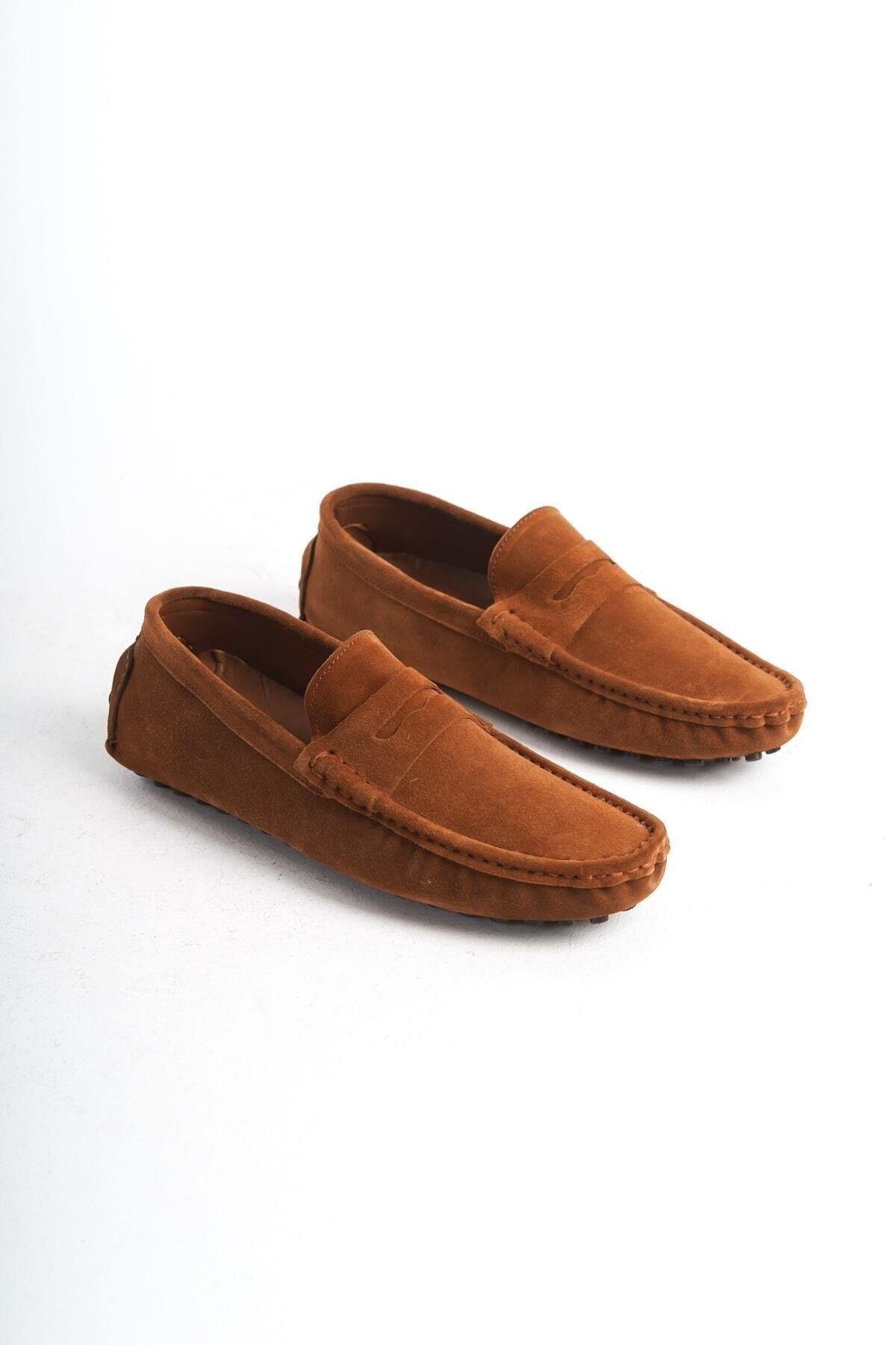 Mubiano Hakiki Deri Erkek Süet Taba Loafer -MSSR1277-TB