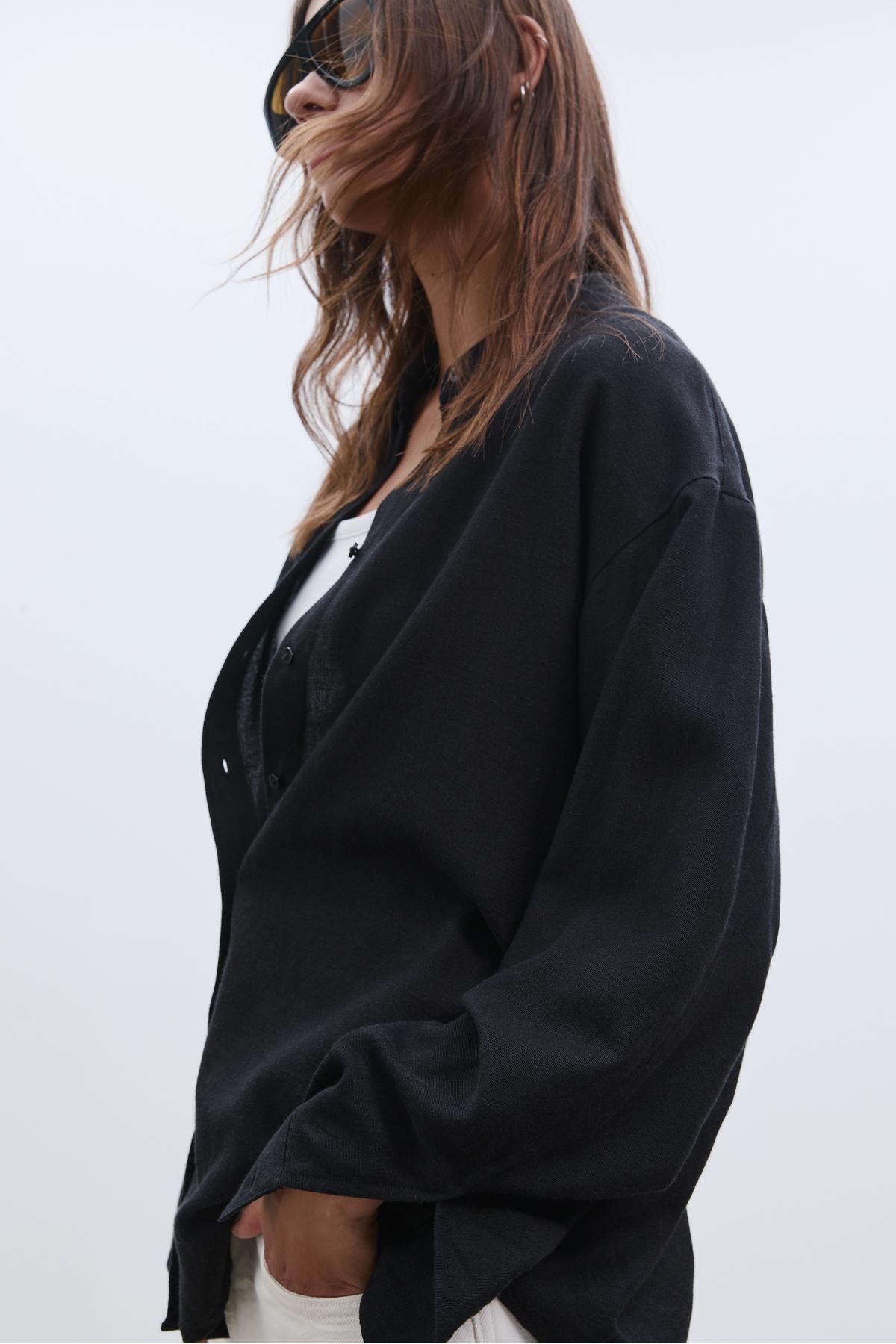 Stradivarius  Keten karışımlı dökümlü gömlek - Görsel 3