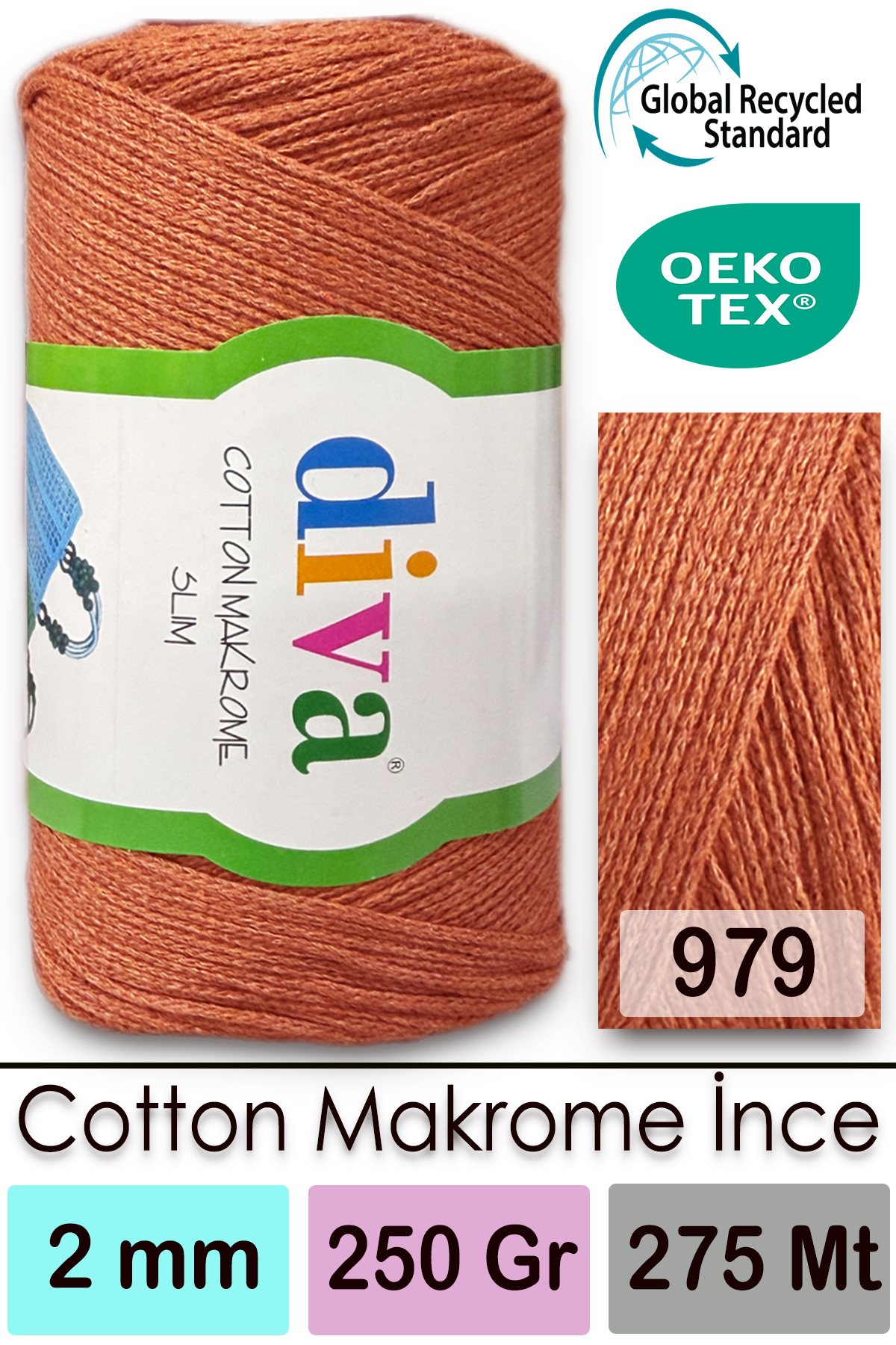 Diva Cotton Macrome Fine 979 Orange