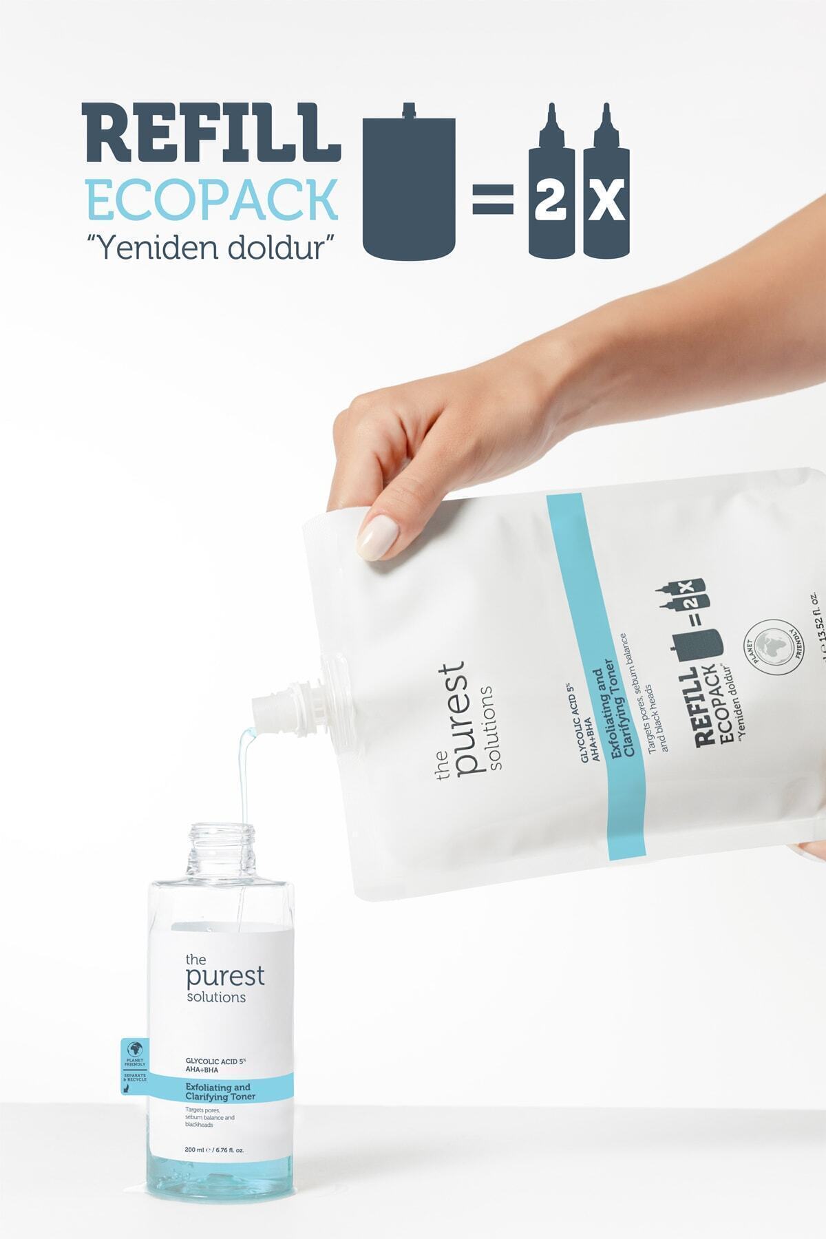Canlandırıcı,Gözenek Sıkılaştırıcı Tüm Ciltler Için Glikolik Asit Tonik Ekolojik Yedek Paket 400 ml — TPS171 — تصویر 3 از 4