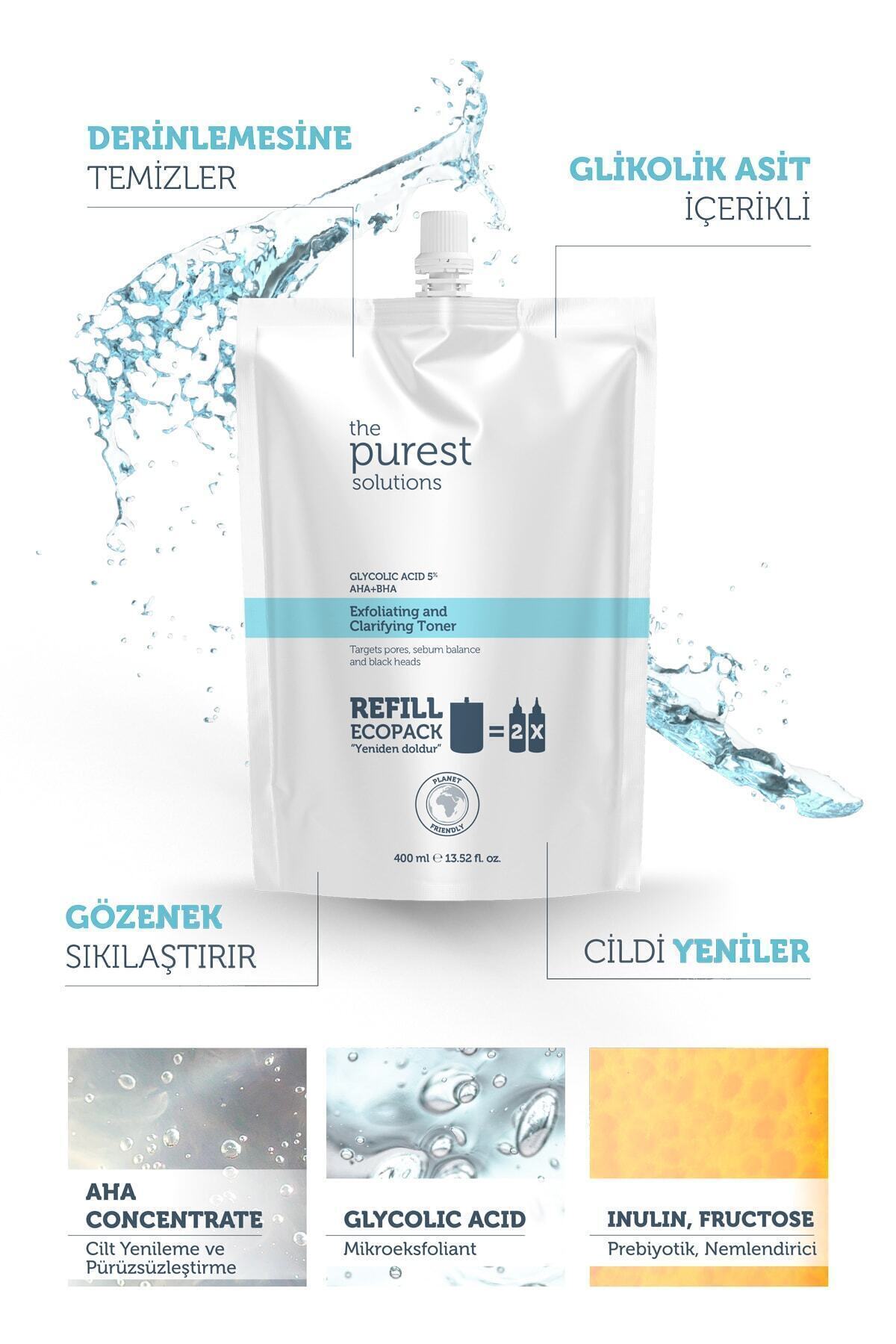 Canlandırıcı,Gözenek Sıkılaştırıcı Tüm Ciltler Için Glikolik Asit Tonik Ekolojik Yedek Paket 400 ml — TPS171 — تصویر 2 از 4