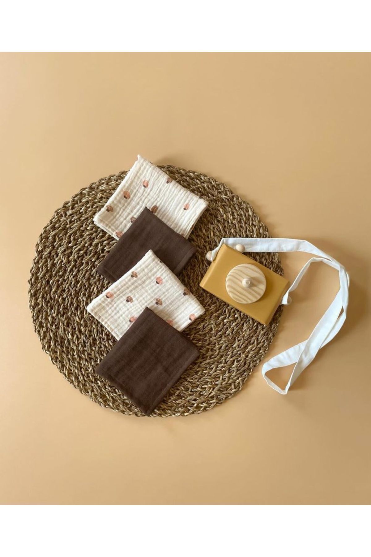 ToprikoKids Mushroom %100 Organik Çift Kat Pamuk 4’lü Müslin Ağız Mendili