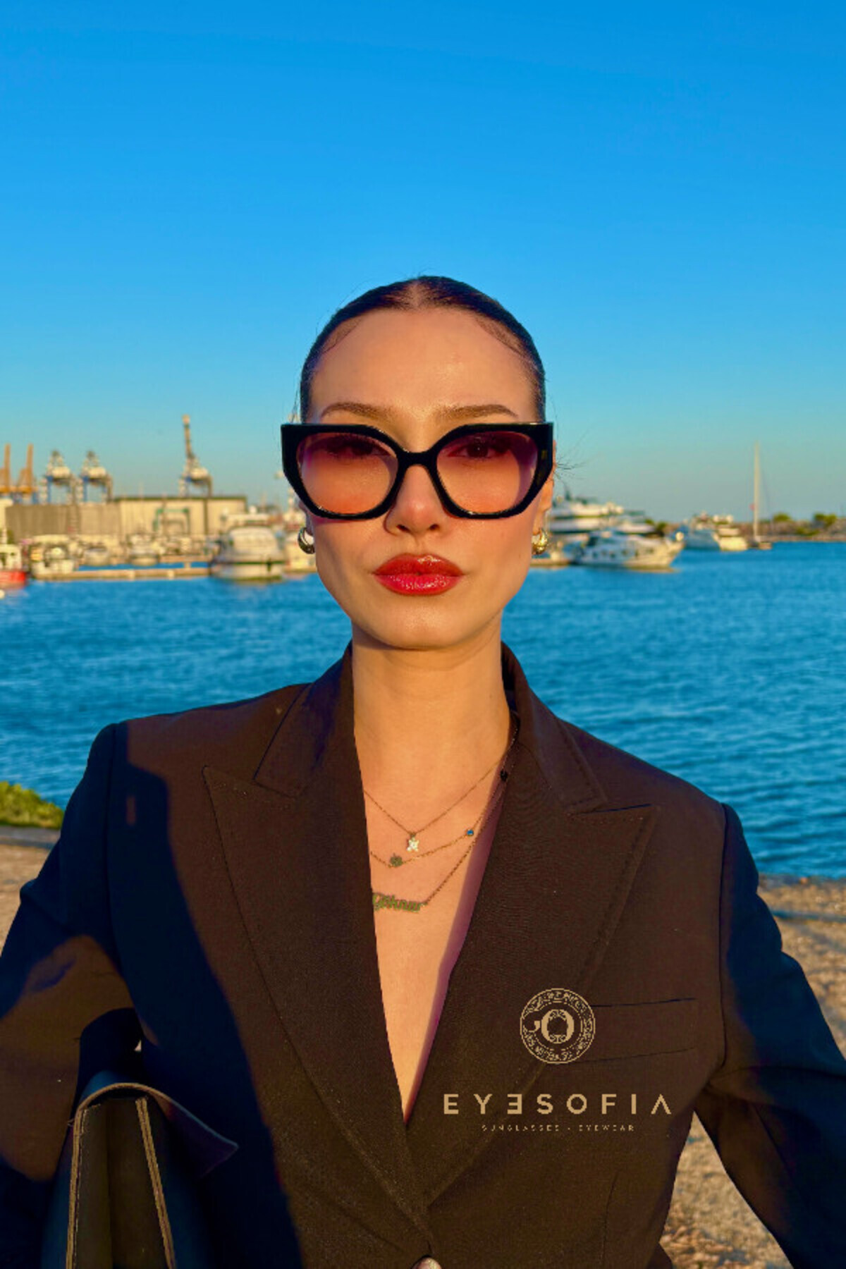 Eyesofia Divriği Cat Uv400 Filtreli Unisex Siyah Füme 2025 Yılı Yeni Sezon Güneş Gözlüğü görsel 2