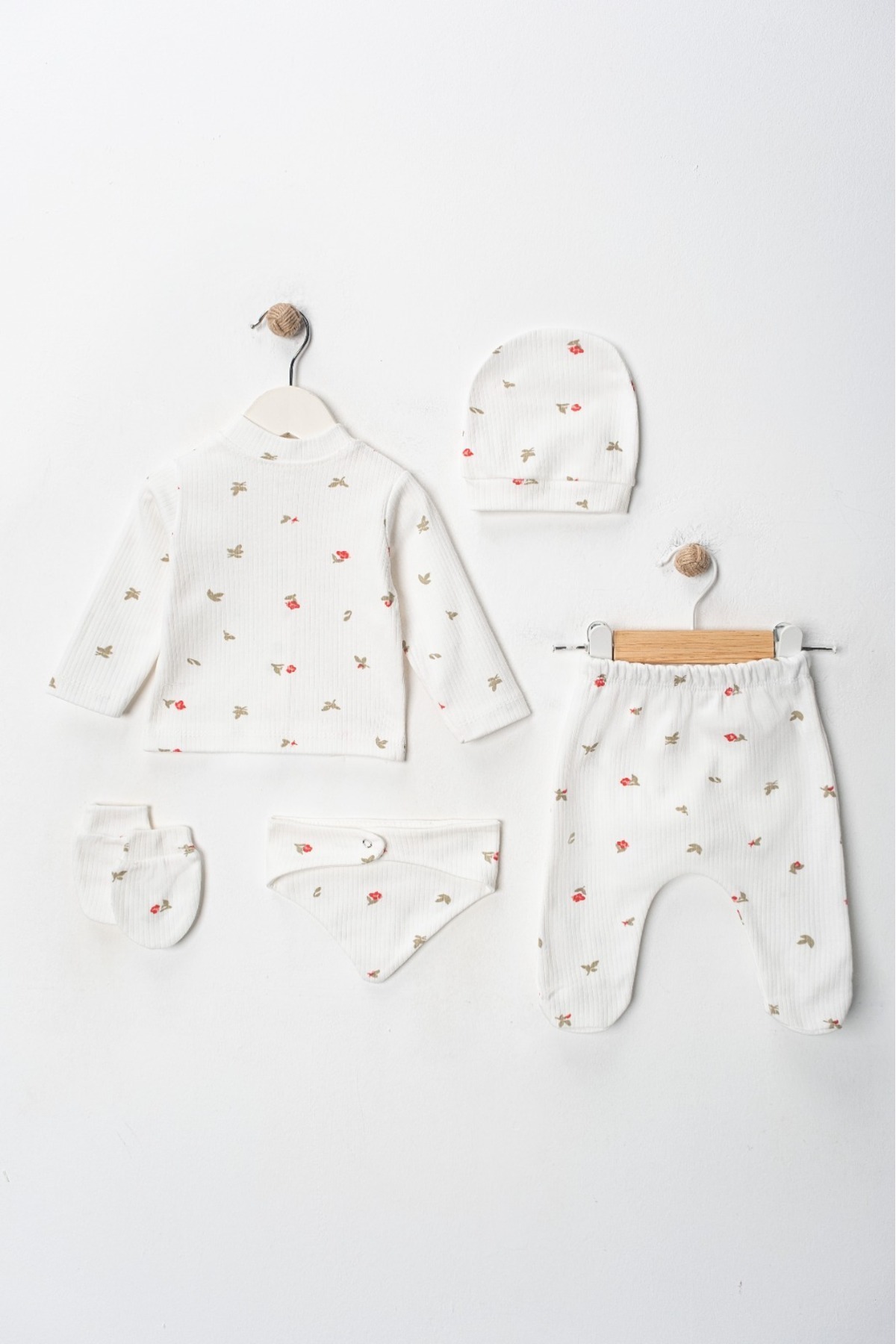 ENİA BABY Yenidoğan Bebek Desenli 5 Parça Hastane Çıkış Seti Kız Bebek Erkek Bebek Yenidoğan fotoğrafı 7 (önizleme)