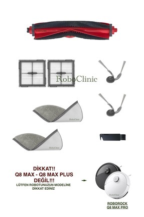 Roboclinic Roborock Q8 Max Pro (2025 Model!!) Robot Süpürge Uyumlu Yedek Fırç...