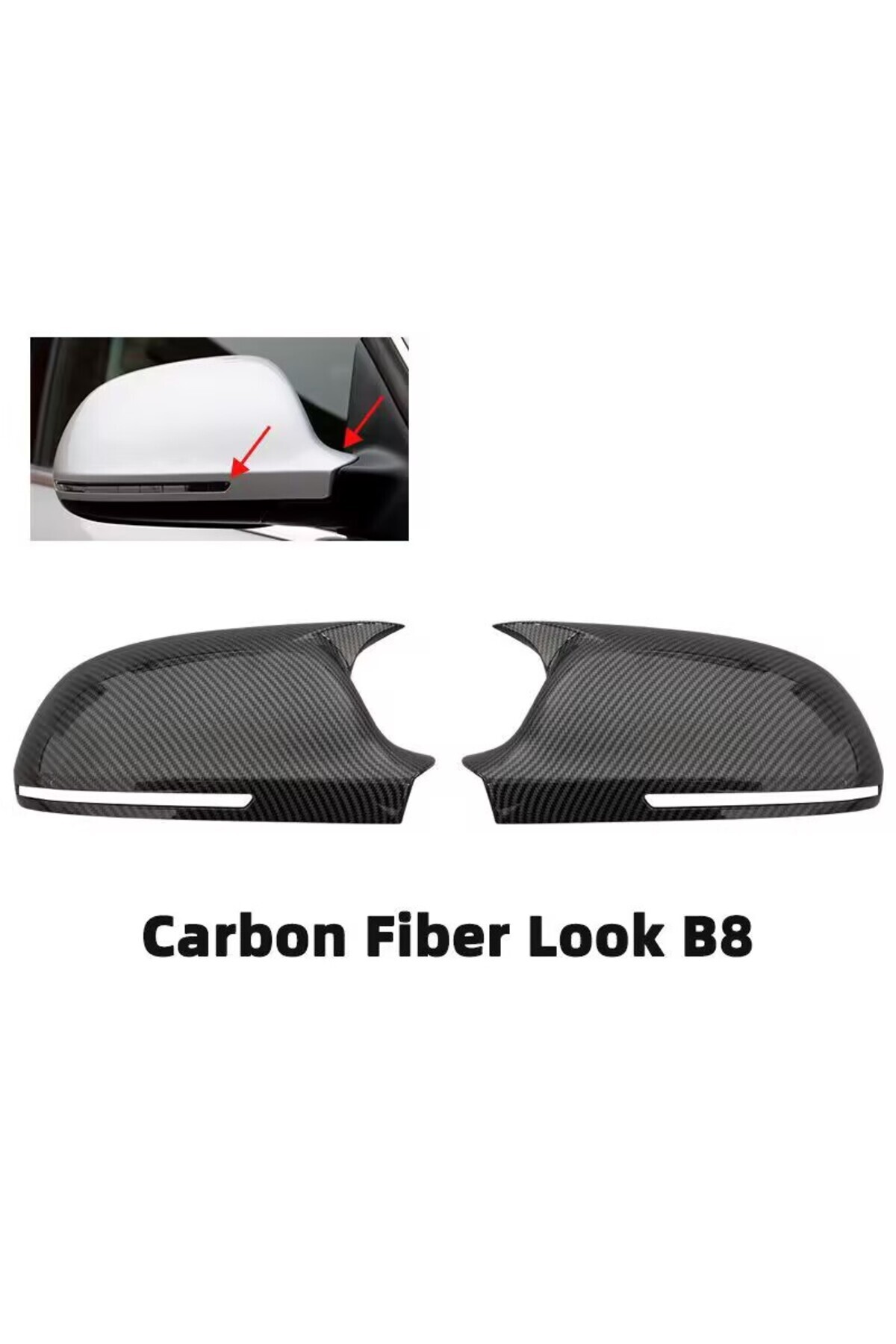 Choice-Carbon Look-B8 Pair Side Wing Mirror Cover for Audi A3 8P A4 A5 B8 B8.5 Q3 A6 C6 4F S6 Add On Side R 1