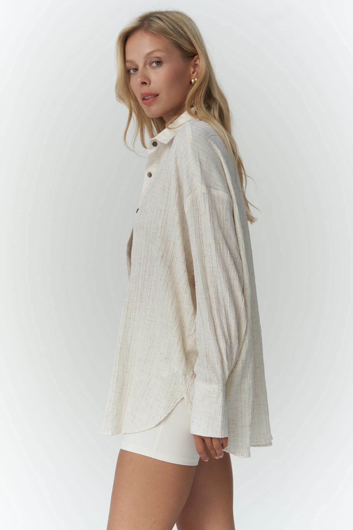 MAI STUDIOS CO.  Durres Bej Oversize Gömlek - Görsel 3