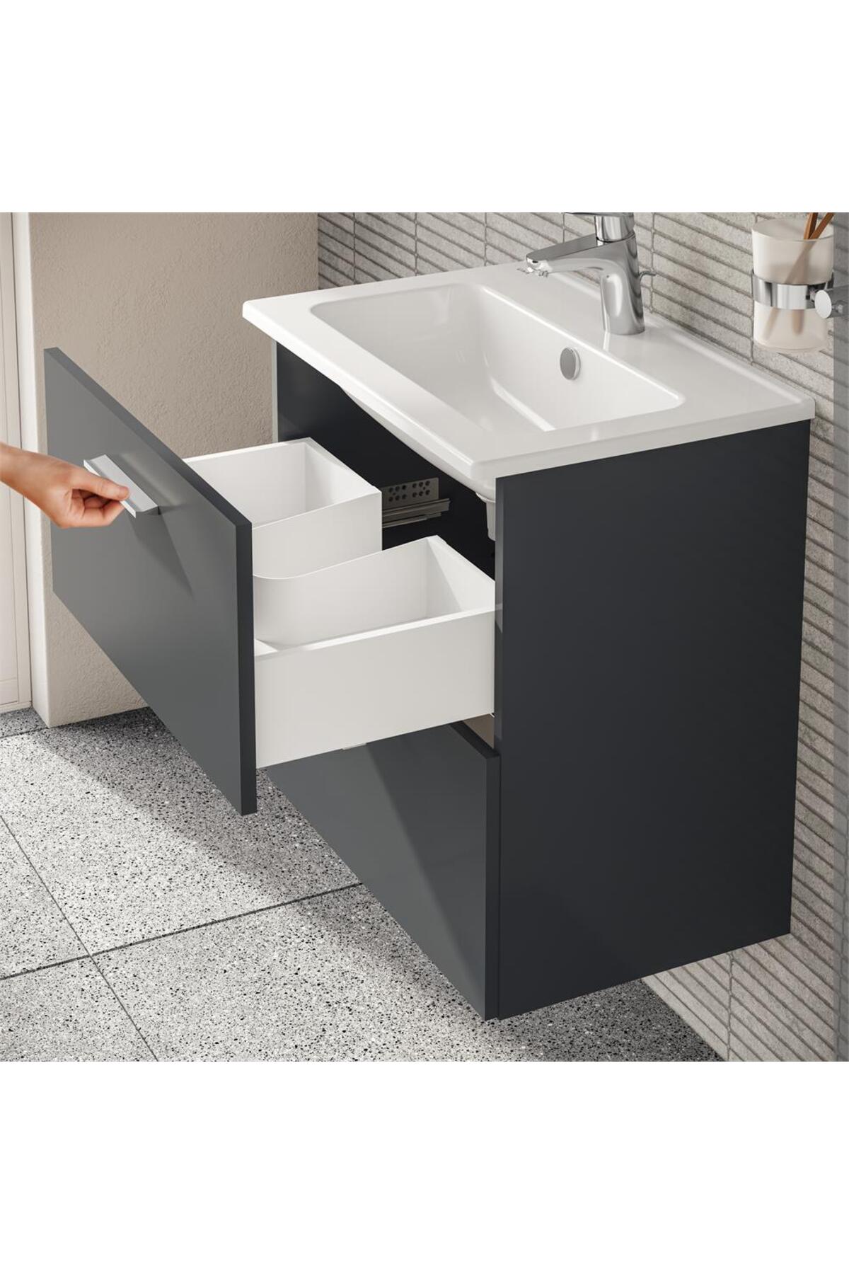 ست کابینت حمام میا 60 سانتی‌متر آنتراسیت 75102