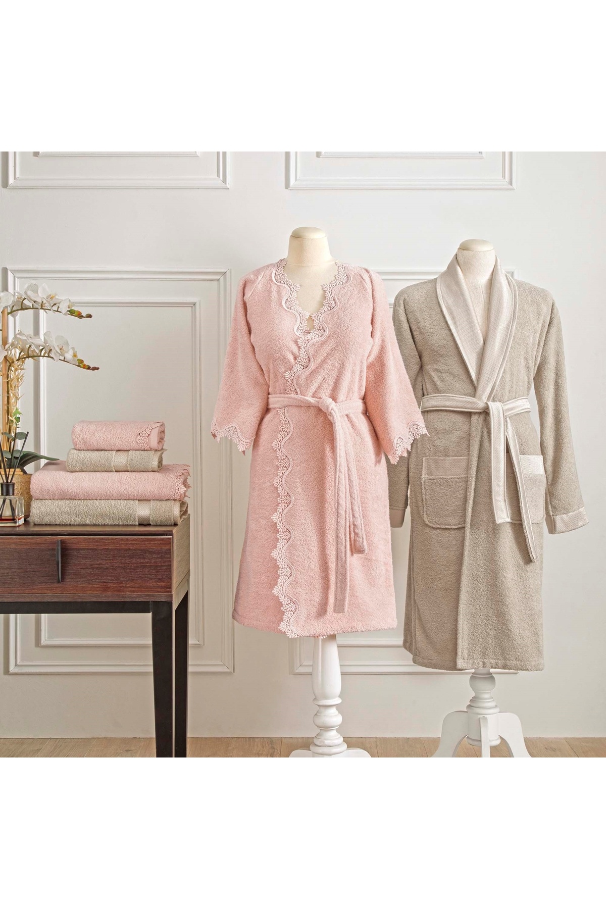 تاج ست حوله حمام خانوادگی Love Cotton مدل کاپوچینو سالمون