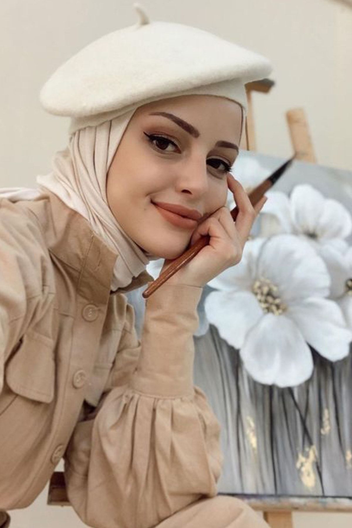 Ritagarcia Fransız Keçe Ekru Ressam Bere görsel 6