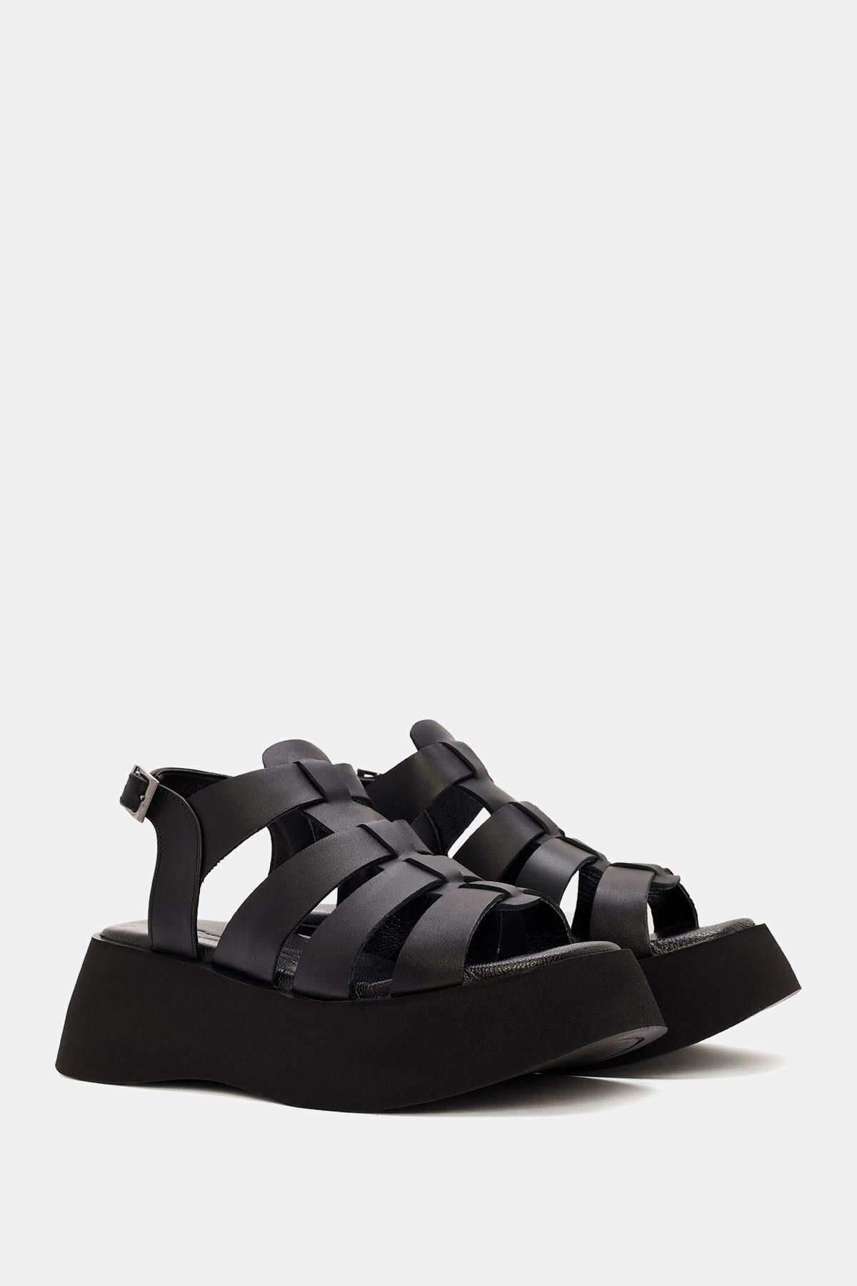 Bestyle-Mariel Femei - Sandale negre din piele naturală 4