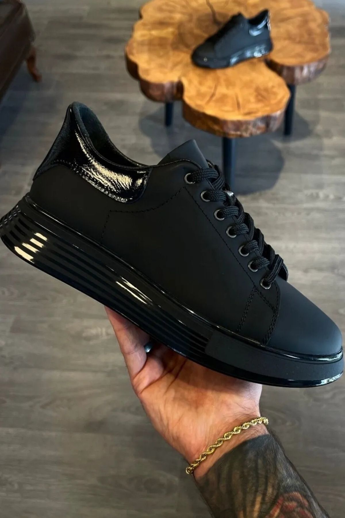 Genel Markalar LUİZ PAULO 1051 SİYAH MAT HAKİKİ DERİ ERKEK SNEAKERS