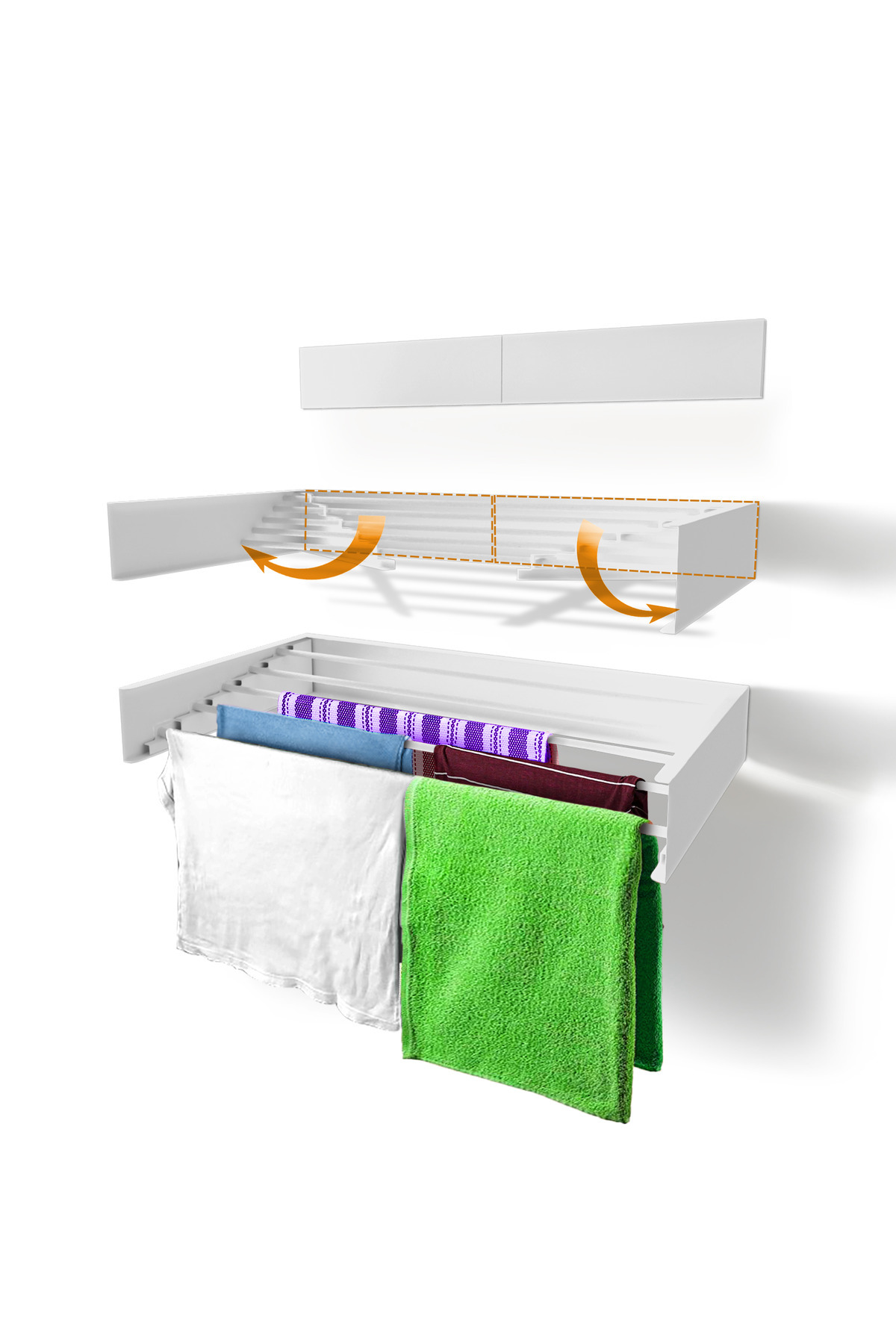 Eliz 70cm Laundry Drying Hanger - Wall Mounted Drying Rack White