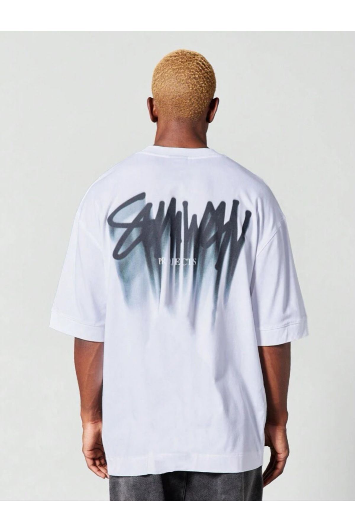 VBSVİBES-WHITE OVERSIZE MOLD PROJECTS PRINTED TSHIRT 1