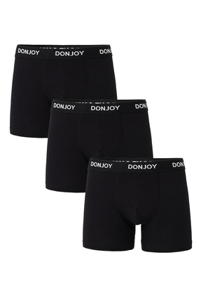 don joy Erkek 3'lü Pamuklu Likralı Penye Beli Lastikli Siyah Boxer