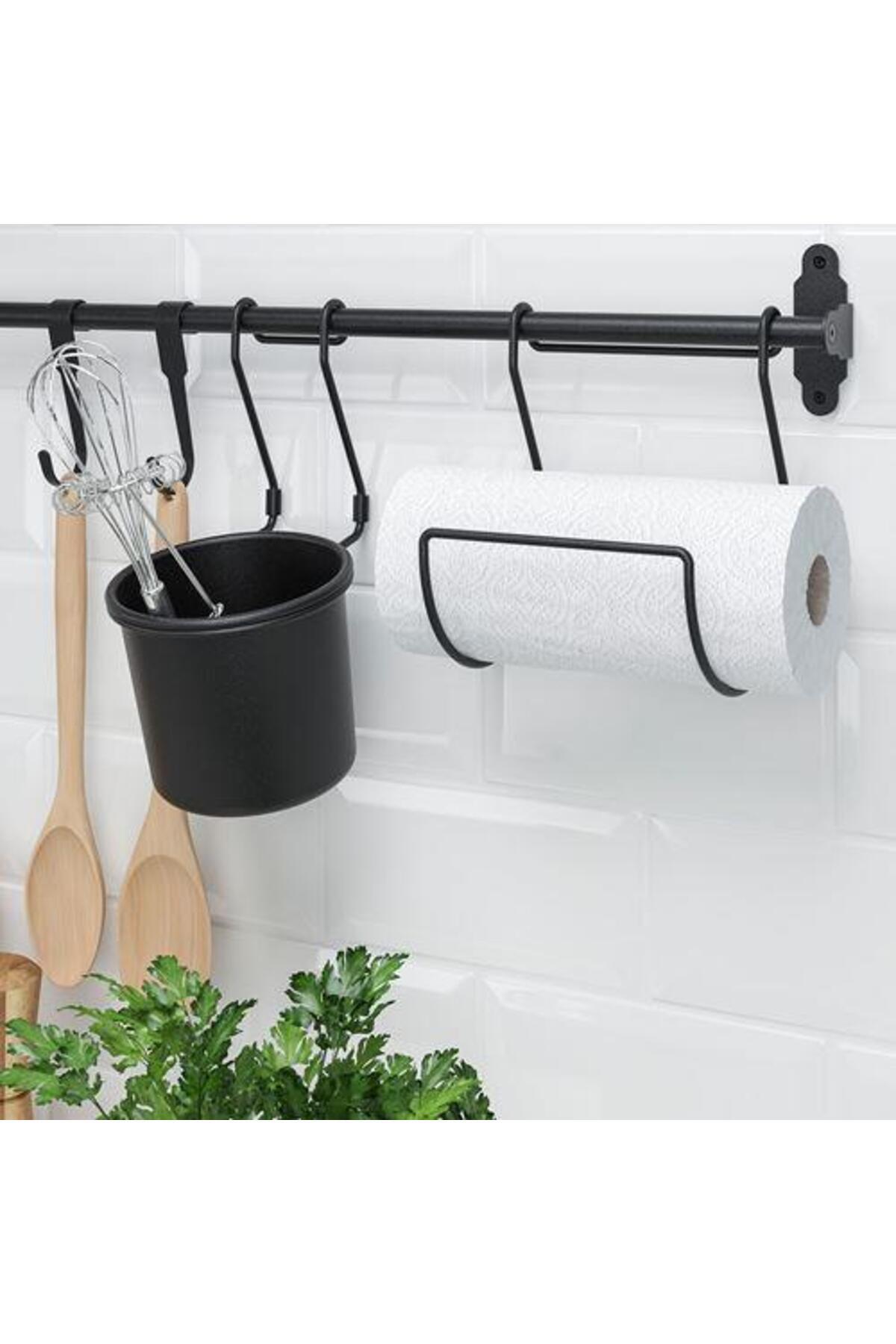 IKEA-Kitchen Rail Black Color 80 cm Kitchen Hanging Rail Kitchen Decoration-Steel 4