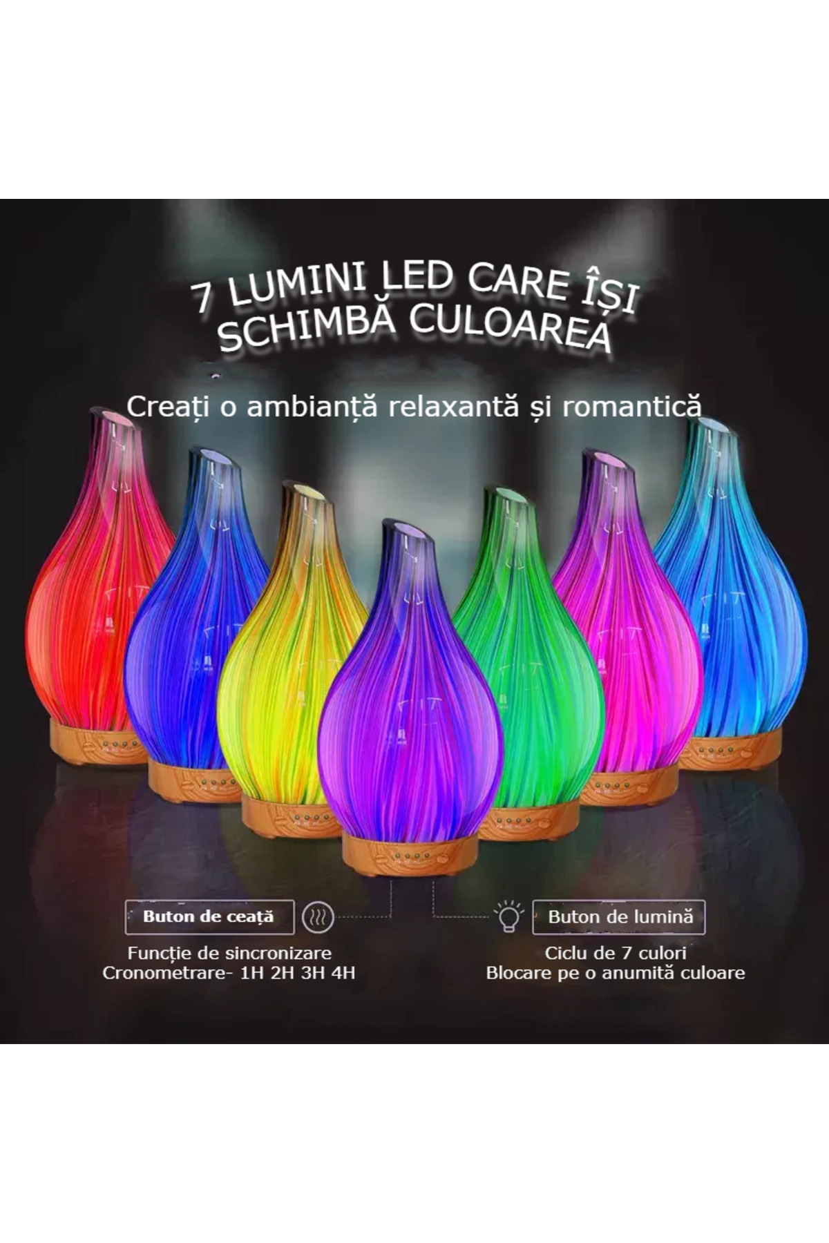 GBV LOGIC-GBV LOGIC ultrasonic aromatherapy diffuser with aromatic oil, 3D, 7 adjustable LED colors 6