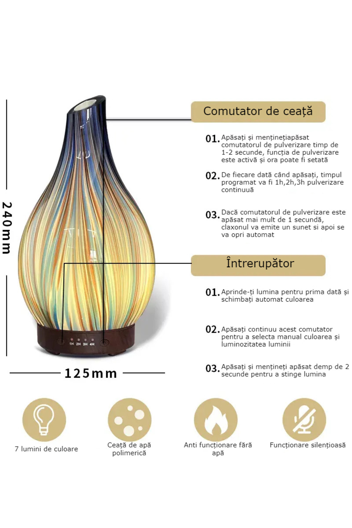 GBV LOGIC-GBV LOGIC ultrasonic aromatherapy diffuser with aromatic oil, 3D, 7 adjustable LED colors 8