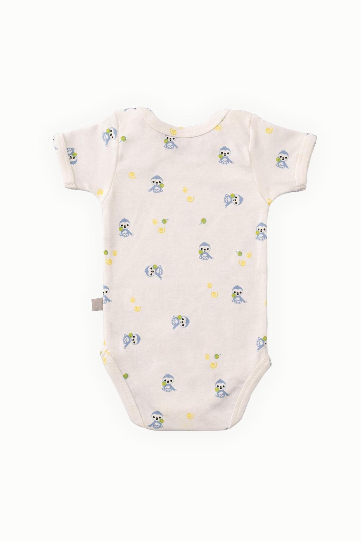 Boumini Pamuklu Bebek Çıtçıtlı Kısa Kollu Body Zarf Yaka Mavi Miskin fotoğrafı 3 (önizleme)